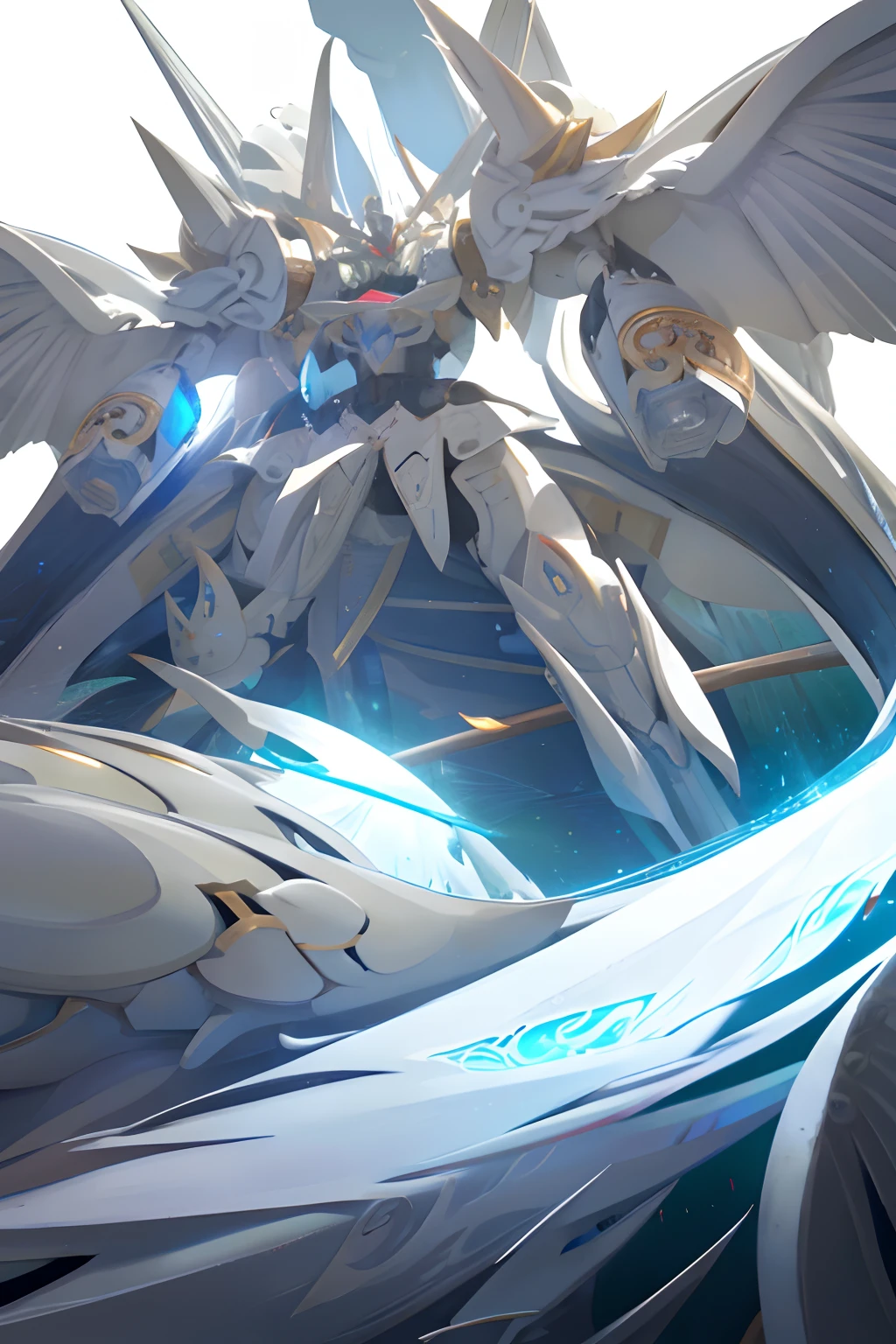 A White Dragon、white backgrounid、Duel Masters、Backlighting、High contrast、4k、8k、makina、遊戯王、lookattheviewer、