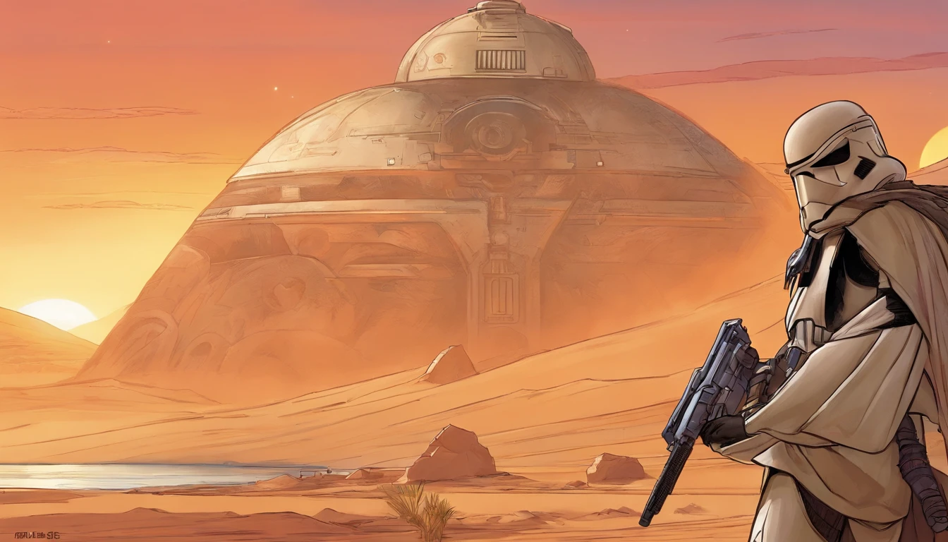 close-up portrait, Imperial Stormtrooper, planet Tatooine, concept art by Magalie Villeneuve, trending on cg society, antipodeans, reimagined by industrial light and magic, filmstill ""Star Wars"": The Old Republic", concept art by Ralph McQuarrie