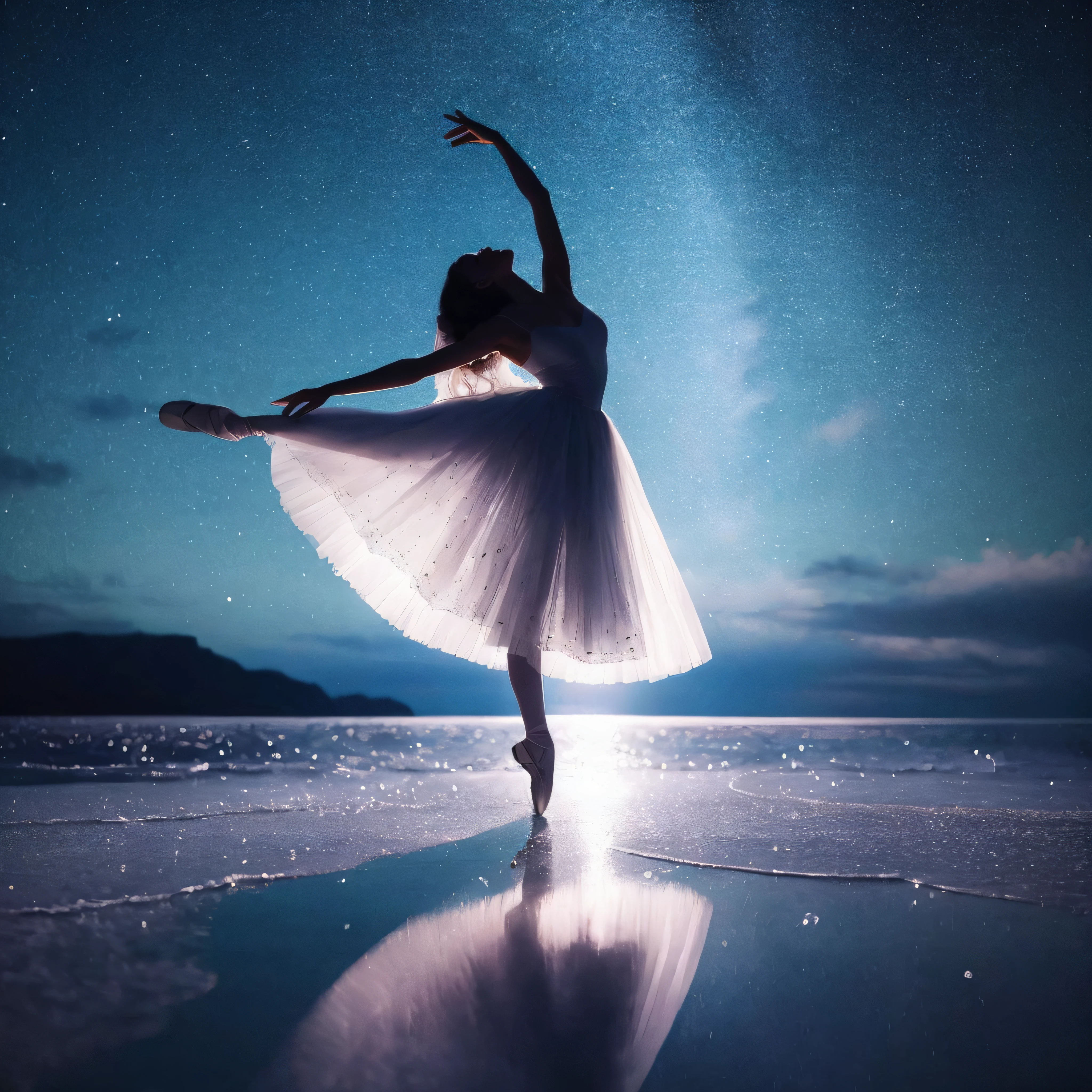 Alafed image of woman in white dress dancing on the beach, Dancing gracefully, whirling, Ballet dancer, ballerina, The Aesthetics of Dark Dance Photography, ballet, by Alexander Kucharsky, dark ballerina, Beautiful pictures, ballet performance photography, Mikko Lagerstedt, ballet pose, marc adamus, by Marie Bashkirtseff, by Giorgio Cavallon