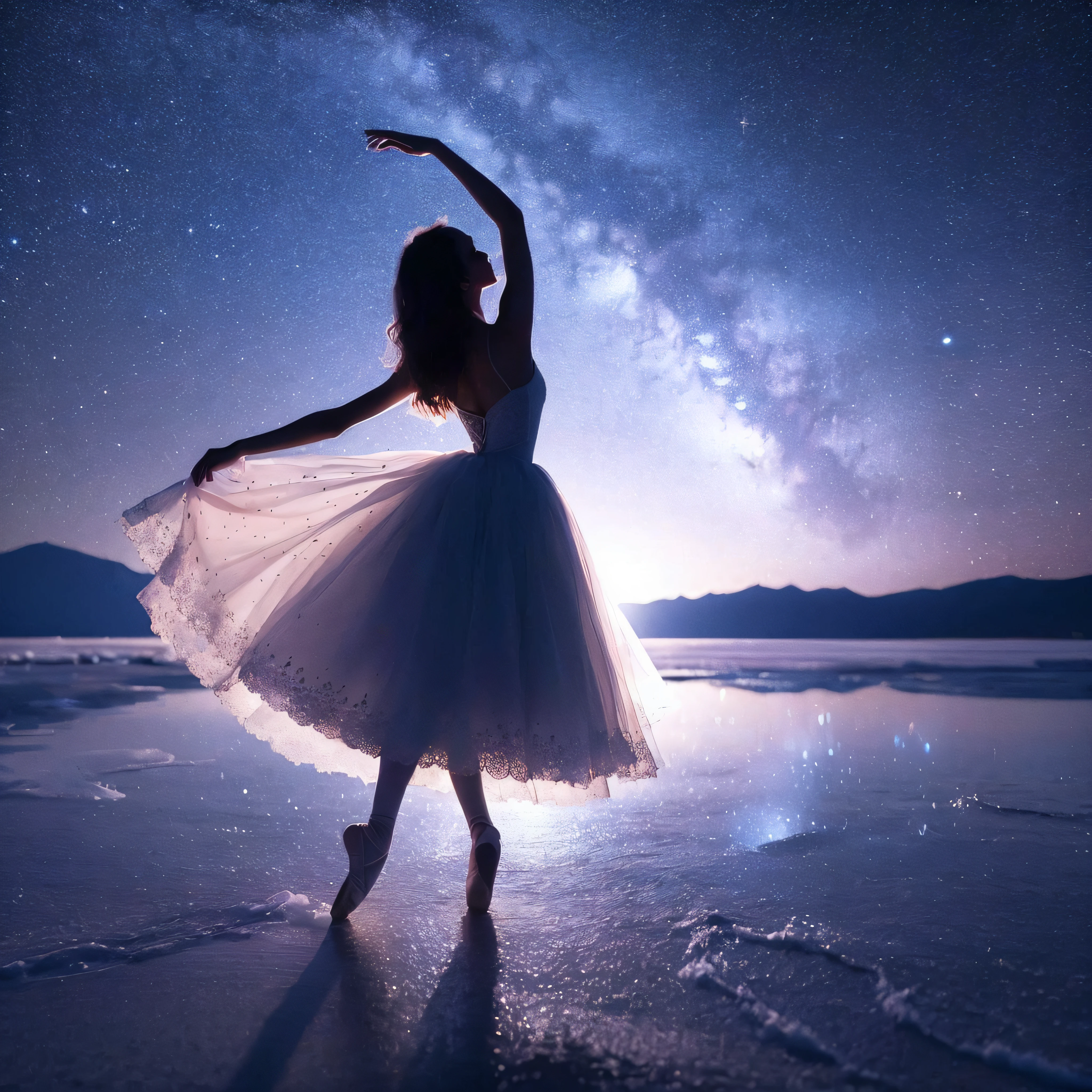 Alafed woman in white dress dancing on the beach, Dancing gracefully, ballerina, Ballet dancer, whirling, The Aesthetics of Dark Dance Photography, dark ballerina, ethereal beauty, prima ballerina, ballet pose, ballet, very magical and dreamy, Ethereal!!!, in the astral plane ) ) ), by Alexander Kucharsky, Dreams!, ethereal and dreamy