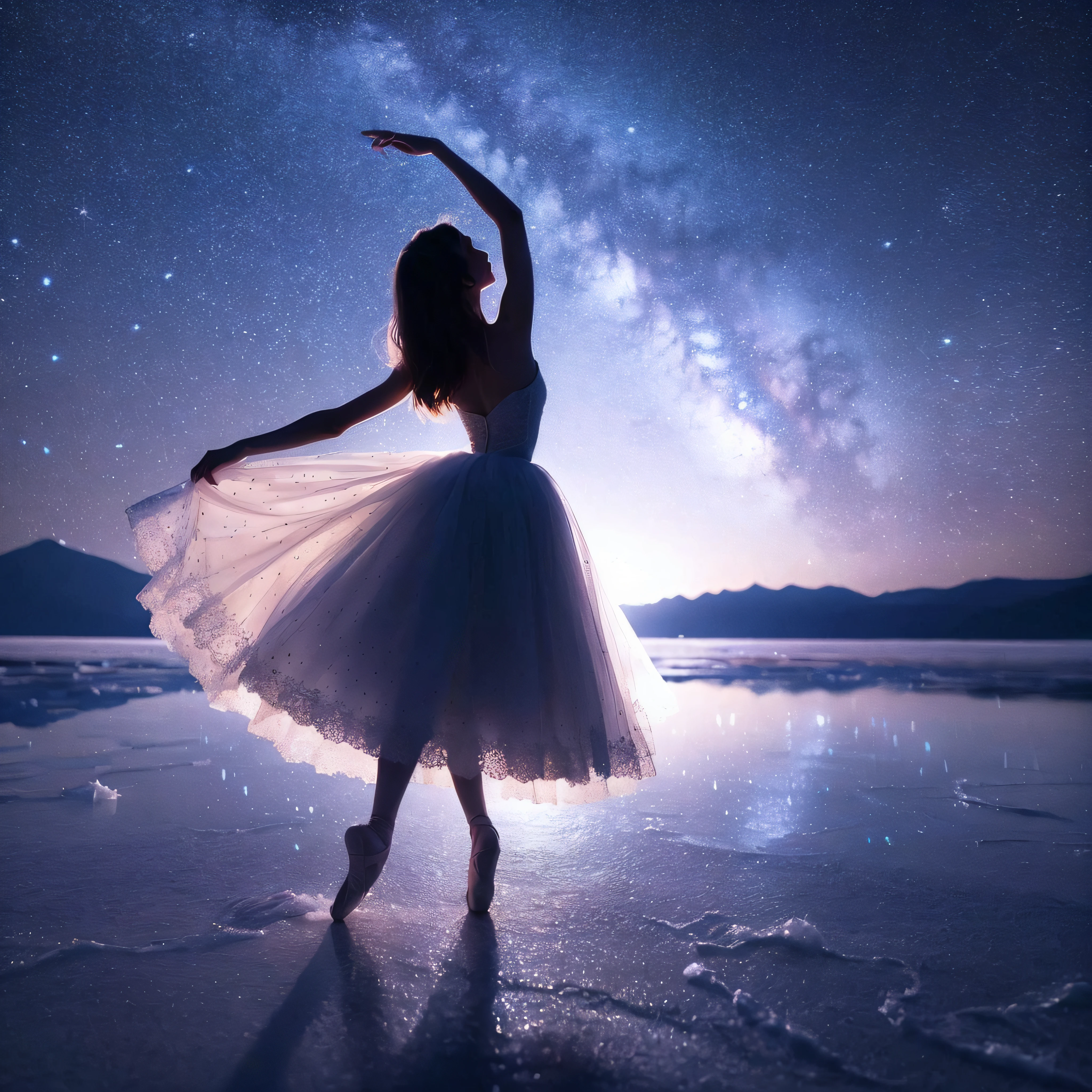 Alafed woman in white dress dancing on the beach, Dancing gracefully, ballerina, Ballet dancer, whirling, The Aesthetics of Dark Dance Photography, dark ballerina, ethereal beauty, prima ballerina, ballet pose, ballet, very magical and dreamy, Ethereal!!!, in the astral plane ) ) ), by Alexander Kucharsky, Dreams!, ethereal and dreamy
