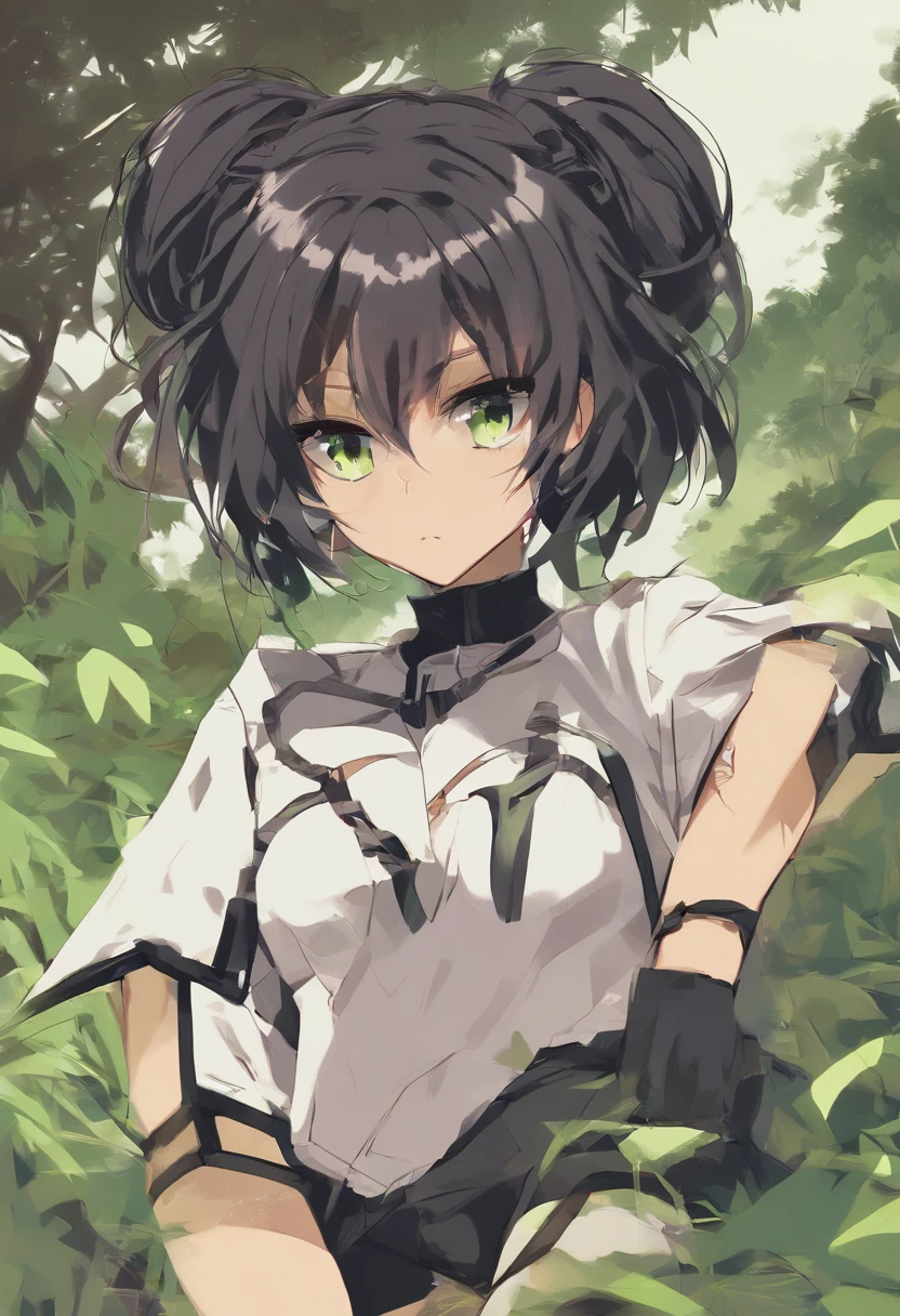 (bosquejo), illustration, (Hoja de modelo), (1girl), (La mejor calidad), (High resolution), (foco nítido), (animated), (good anatomy), ((camiseta sin mangas negra)), (chaqueta), ((Chaqueta safari roja oscura)), (Altas Resoluciones), (foco nítido), ((Cabello corto ondulado oscuro)), (cabello negro), ((Cabello abierto en la frente)), (ojo verde), (ojo color amber) (eterocro,mia), (pecho plano), (flaco), (very small breasts), (Piercings en las orejas), (gargantilla), (pantalones cargo), (gafas negras), (Captura de pantalla de anime), (Botas Chelsea), {emphasis lines}