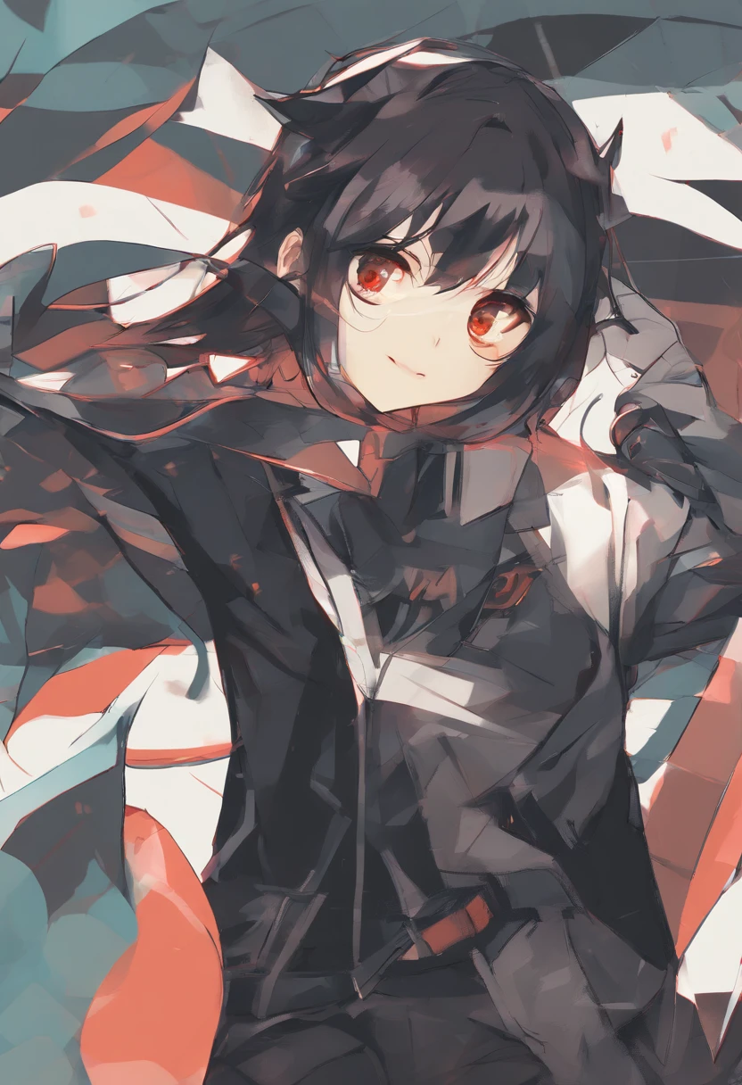 (bosquejo), illustration, (Hoja de modelo), (1girl), (La mejor calidad), (High resolution), (foco nítido), (animated), (good anatomy), ((camiseta sin mangas negra)), (chaqueta), ((Chaqueta safari roja oscura)), (Altas Resoluciones), (foco nítido), ((Cabello corto ondulado oscuro)), (cabello ?????), ((Cabello abierto en la frente)), (ojo verde), (ojo color amber) (eterocro,mia), (pecho plano), (flaco), (very small breasts), (Piercings en las orejas), (gargantilla), (pantalones cargo), (gafas negras), (Captura de pantalla de anime), (Botas Chelsea), {emphasis lines}