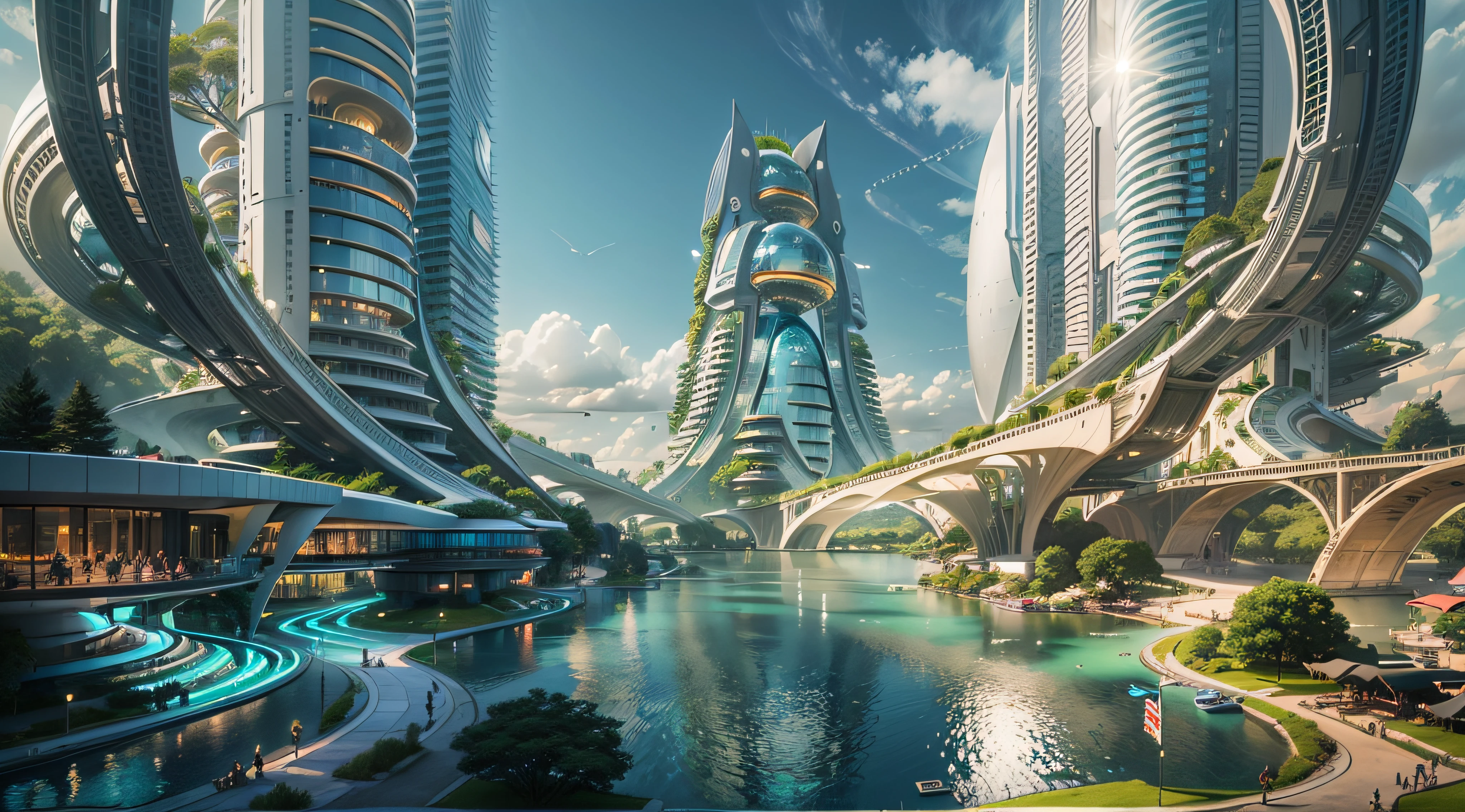 (Best quality,4K,8K,A high resolution,Masterpiece:1.2),Ultra-detailed,(Realistic,Photorealistic,photo-realistic:1.37),Futuristic floating city,Futuristic technology,Huge urban high-tech tablet platform,Airship,Floating in the sky,Futuristic city,Small airships around,High-tech hemispherical platform,Colorful lights,Advanced architecture,modernn architecture,skyscrapper,Access the cloud,Scenic beauty,view over city,Impressive design,Blend seamlessly with nature,energetic and vibrant atmosphere,Futuristic transportation system,Parking is suspended,Transparent path,Lush greenery,Sky gardens,cascading waterfalls,Magnificent skyline,reflections on the water,Sparkling river,Architectural innovation,futuristic skyscrapers,Transparent dome,The shape of the building is unusual,Elevated walkway,Impressive skyline,Glowing lights,Futuristic technology,Minimalist design,Scenic spots,Panoramic view,Cloud Piercing Tower,Vibrant colors,epic sunrise,epic sunset,Dazzling light display,magical ambiance,The future city,Urban Utopia,LuxuryLifestyle,Innovative energy,sustainable development,Smart city technology,Advanced infrastructure,Tranquil atmosphere,Nature and technology live in harmony,Awesome cityscape,Unprecedented urban planning,Architecture connects seamlessly with nature,High-tech metropolis,A cutting-edge engineering marvel,The future of urban living,Visionary architectural concept,Energy-efficient buildings,Harmony with the environment,A city floating above the clouds,Utopian dreams become reality,The possibilities are endless,State-of-the-art transportation network,Green energy integration,Innovative materials,Impressive holographic display,Advanced communication system,Breathtaking aerial view,Quiet and peaceful environment,Modernist aesthetics,Ethereal beauty