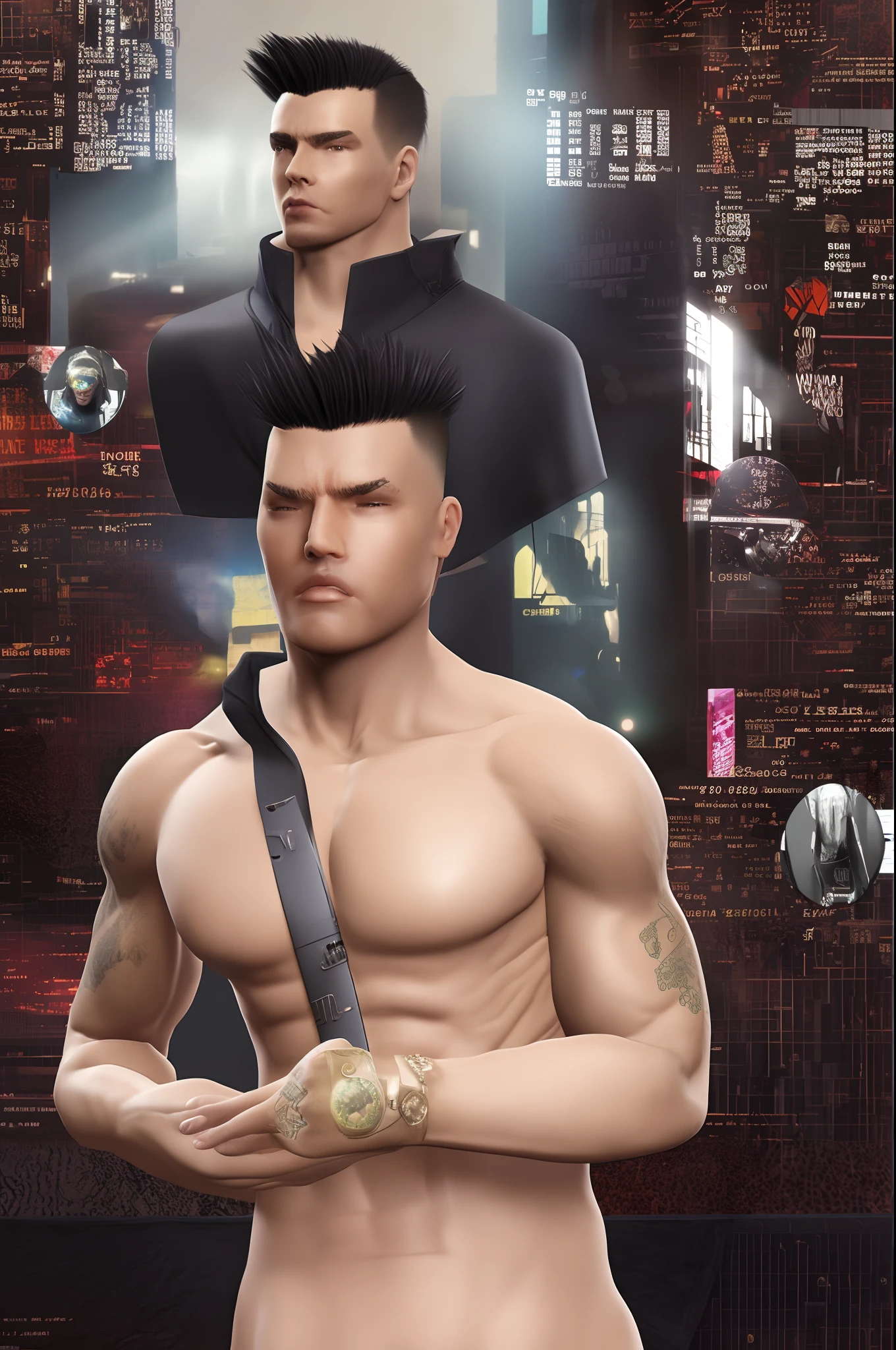 Change background cyberpunk handsome boy realistic