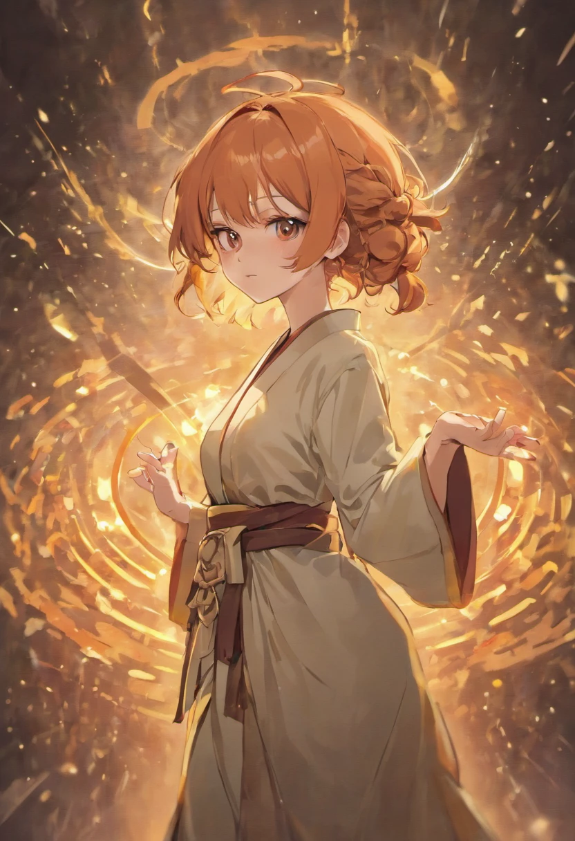 shoun,Wear a long robe,whaite hair,with brown eye,frontage,Clench your fists,full bodyesbian