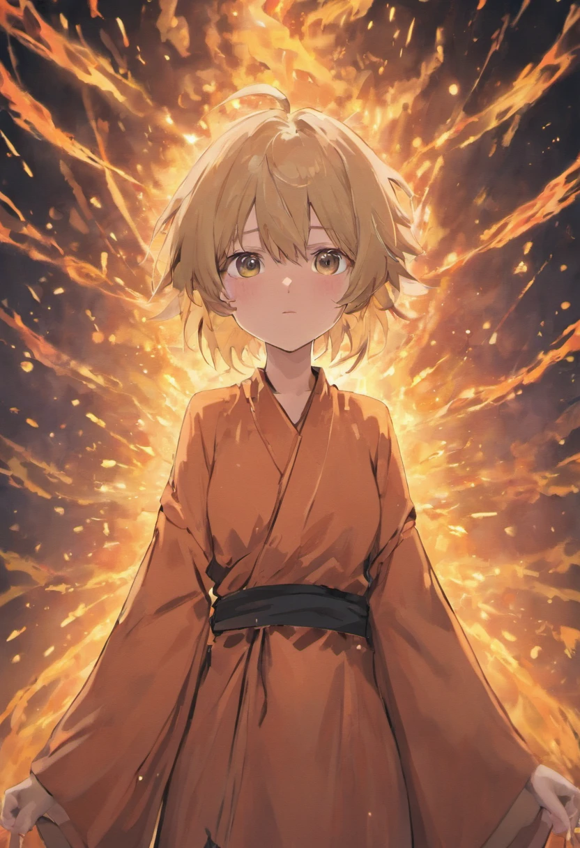 Libido boy,Wear a long robe,whaite hair,with brown eye,frontage,Clench your fists,full bodyesbian