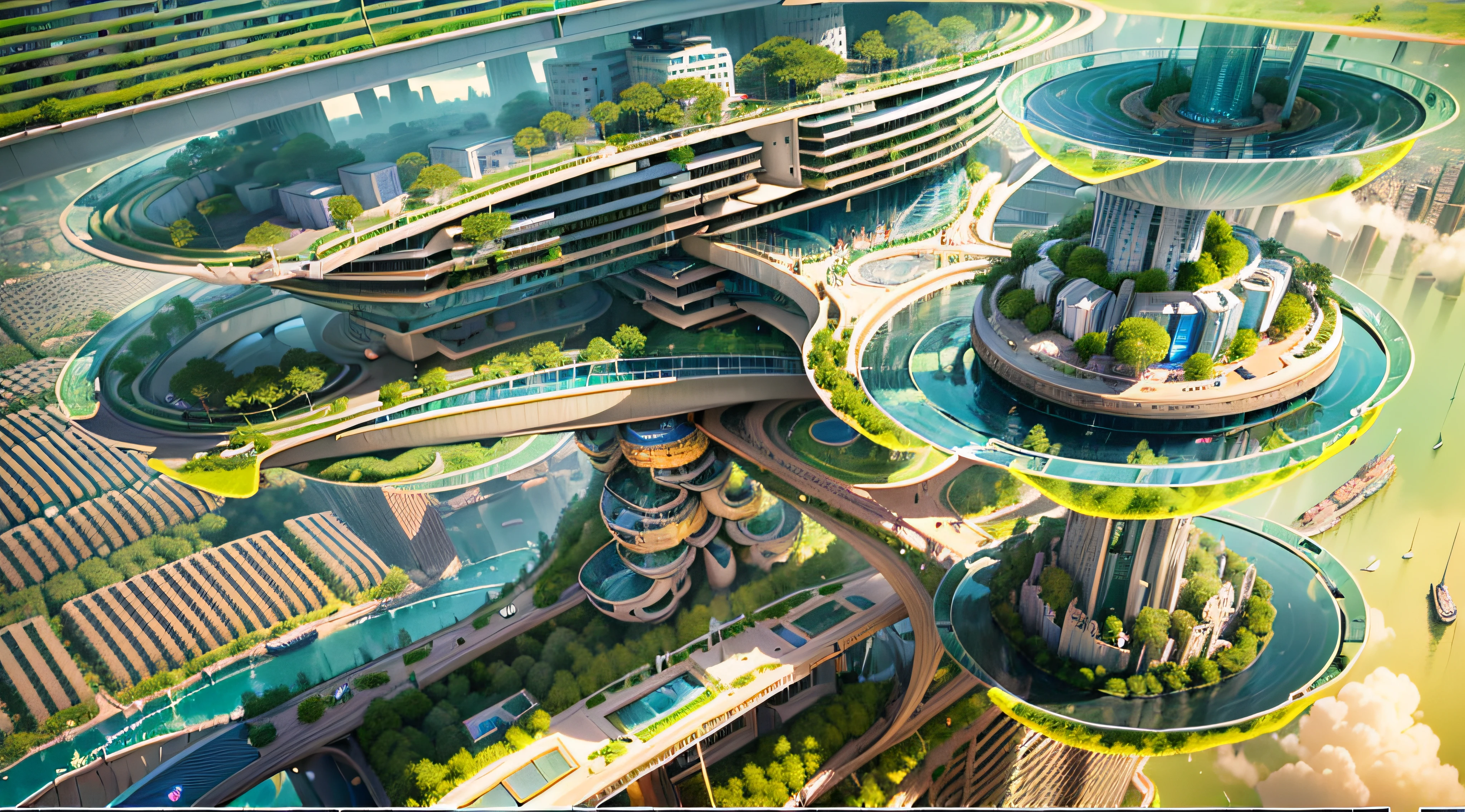 (Best quality,4K,8K,A high resolution,Masterpiece:1.2),Ultra-detailed,(Realistic,Photorealistic,photo-realistic:1.37),Futuristic floating city,Futuristic technology,Huge urban high-tech tablet platform,Airship,Floating in the sky,Futuristic city,Small airships around,High-tech hemispherical platform,Colorful lights,Advanced architecture,modernn architecture,skyscrapper,Access the cloud,Scenic beauty,view over city,Impressive design,Blend seamlessly with nature,energetic and vibrant atmosphere,Futuristic transportation system,Parking is suspended,Transparent path,Lush greenery,Sky gardens,cascading waterfalls,Magnificent skyline,reflections on the water,Sparkling river,Architectural innovation,futuristic skyscrapers,Transparent dome,The shape of the building is unusual,Elevated walkway,Impressive skyline,Glowing lights,Futuristic technology,Minimalist design,Scenic spots,Panoramic view,Cloud Piercing Tower,Vibrant colors,epic sunrise,epic sunset,Dazzling light display,magical ambiance,The future city,Urban Utopia,LuxuryLifestyle,Innovative energy,sustainable development,Smart city technology,Advanced infrastructure,Tranquil atmosphere,Nature and technology live in harmony,Awesome cityscape,Unprecedented urban planning,Architecture connects seamlessly with nature,High-tech metropolis,A cutting-edge engineering marvel,The future of urban living,Visionary architectural concept,Energy-efficient buildings,Harmony with the environment,A city floating above the clouds,Utopian dreams become reality,The possibilities are endless,State-of-the-art transportation network,Green energy integration,Innovative materials,Impressive holographic display,Advanced communication system,Breathtaking aerial view,Quiet and peaceful environment,Modernist aesthetics,Ethereal beauty