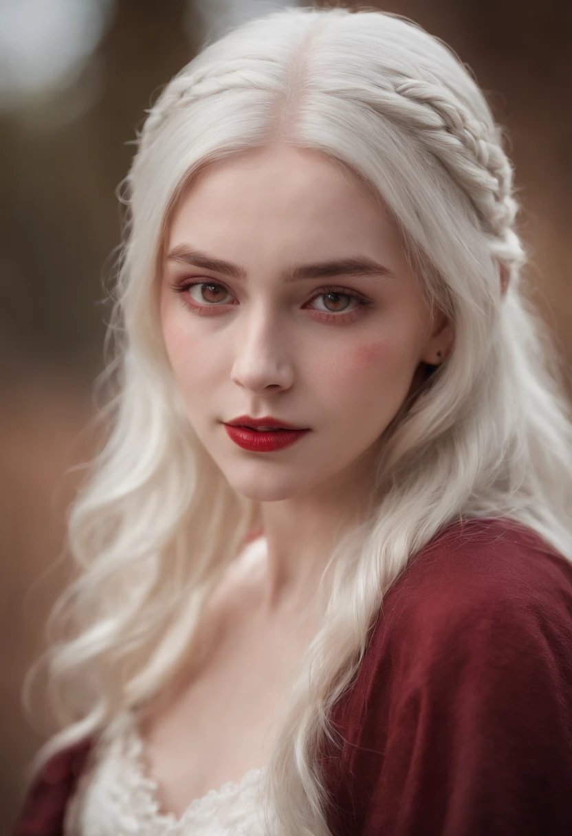 (((a deep reddish wound crosses her left cheek))) fair complexion, woman around 19 years old, natural white hair, distinctive red eyes, wearing glasses, slender and graceful, beautiful, candlelight in a medieval setting, ultra sharp focus, realistic shot, medieval male clothes, tetradic colors (scar:1.4)