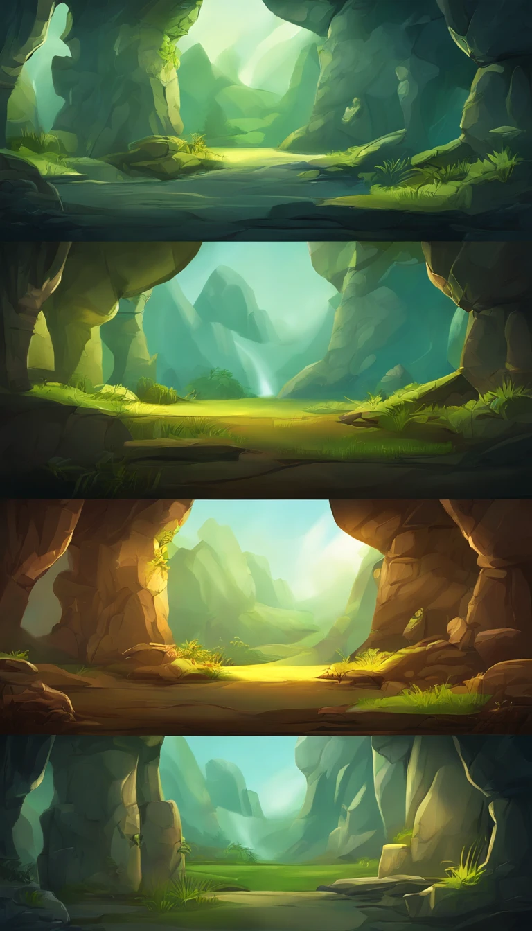 background art for 2d game, inside cave scenario, background battlefield, high quality, hd illustration,