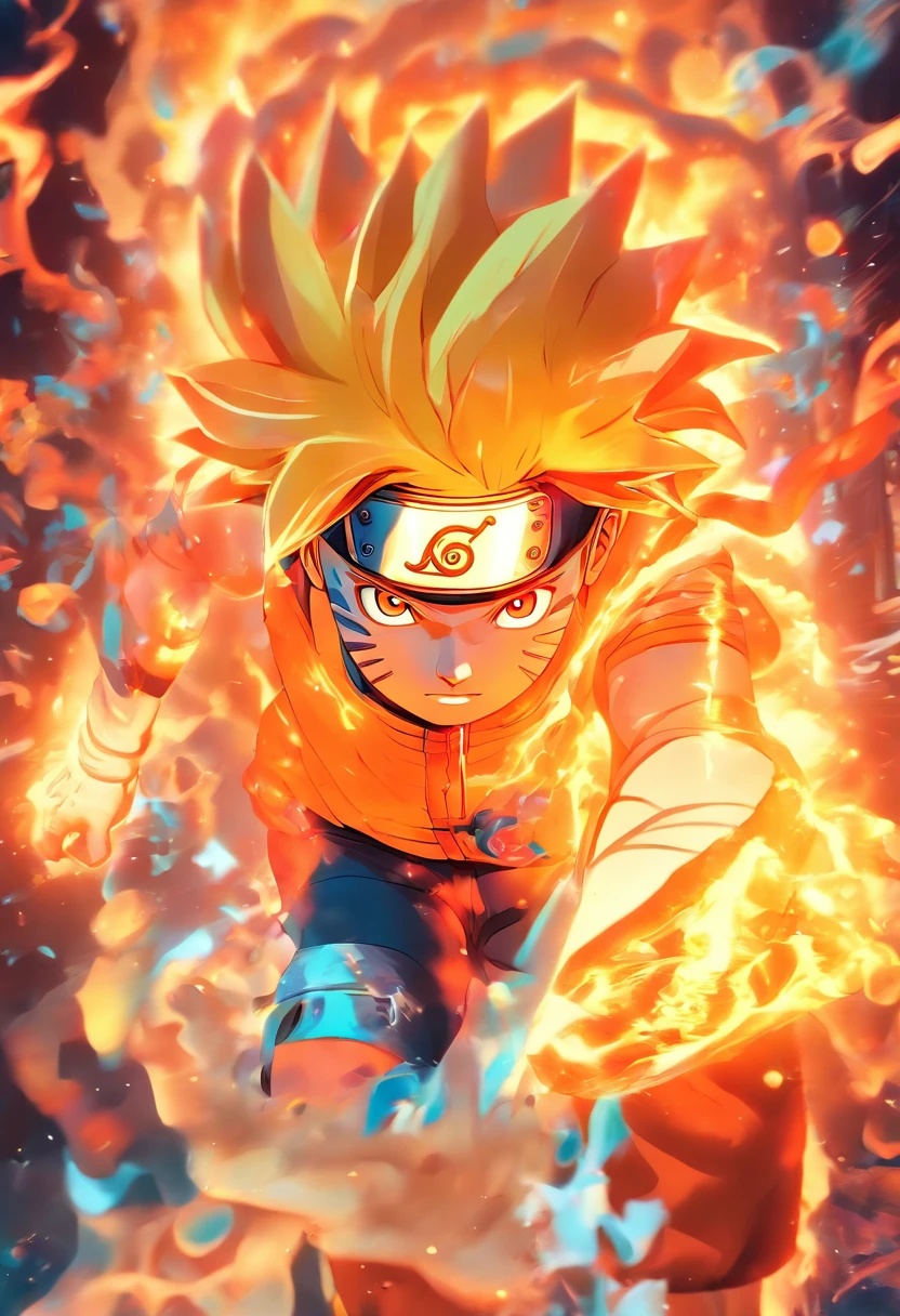 a naruto wallpaper of the anime character with intricate details, liquid metalin style of tristan eaton, aykut aydogdu, dusty, piles, traditional oil paintings, mirrored realms, depicts real life, luminous shadows, neon glow effect