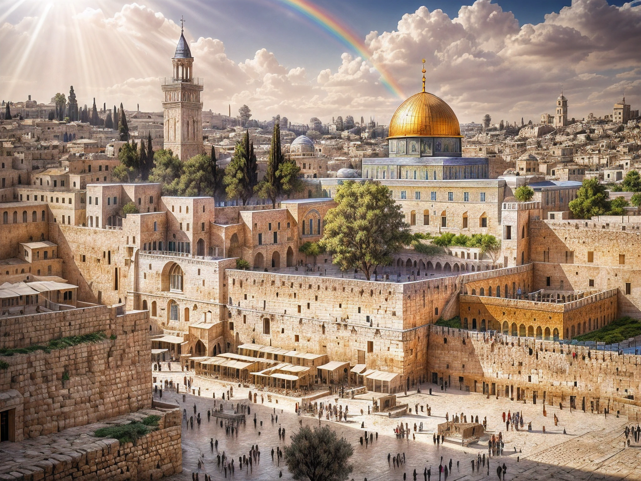 New Holy City Jerusalem Streets of Gold Crystal Sea with Tree of Life with Its Roots on the Two Banks of the Crystal River