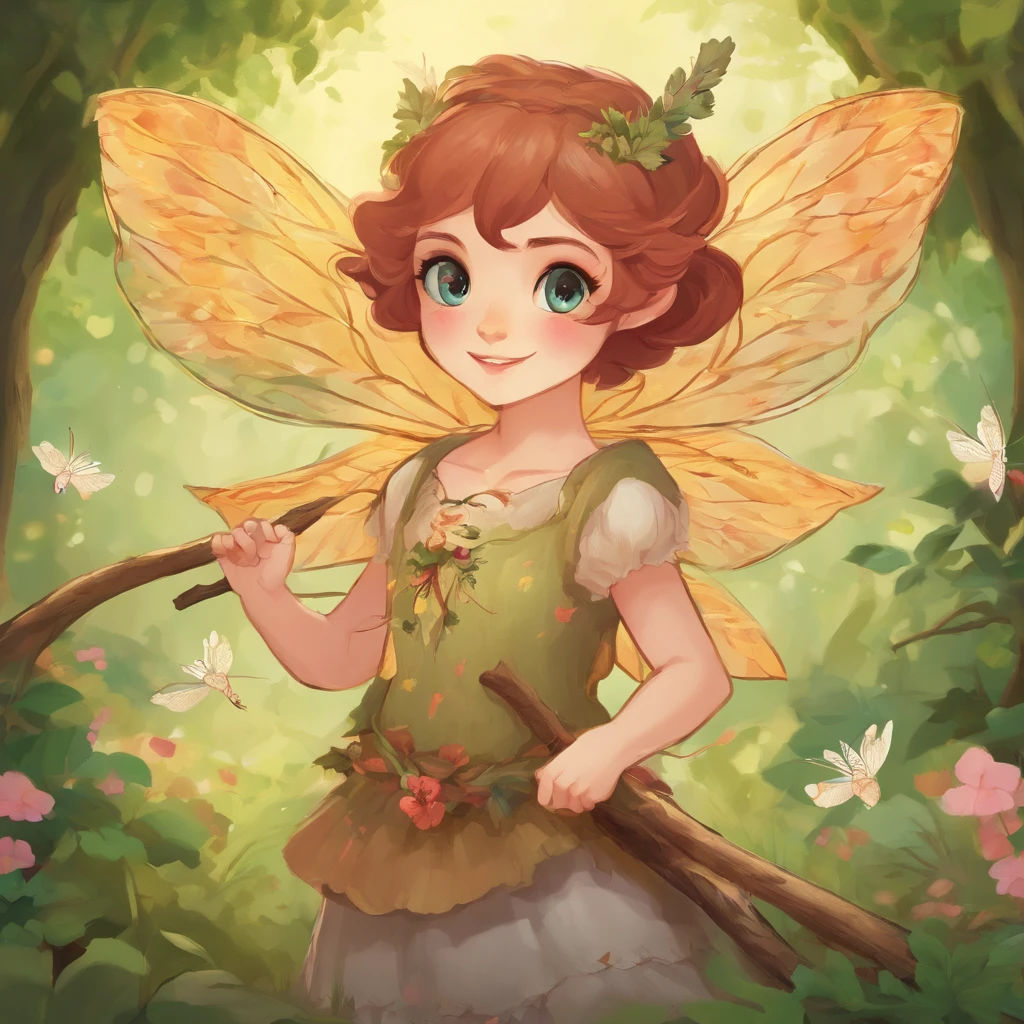 Three cute fairies, huge hazel eyes, dragonflies, forest, sense of joy, golden hour, Mab Graves
