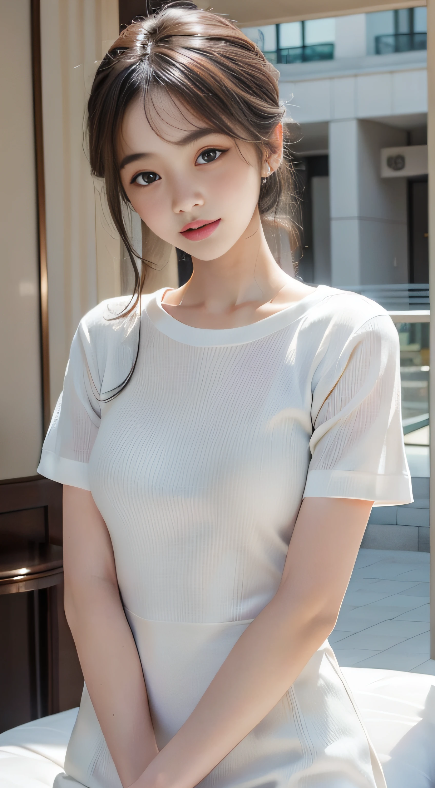 a close up of a woman with long hair wearing a top, gorgeous young korean woman, ulzzang, beautiful south korean woman, beautiful young korean woman, heonhwa choe, jaeyeon nam, good young girl, korean girl, Yoshitomo Nara, hot with shining sun, jinyoung shin, 1 6  year old female model, the room of dim light, tonight at mumbai. 