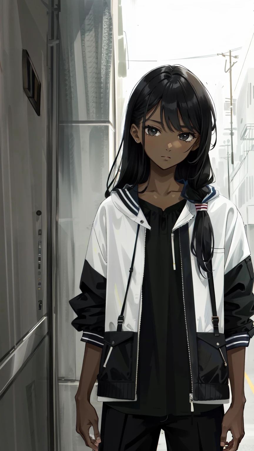 Masterpiece, best quality, high-res, 1 girl, dark skin, black eyes