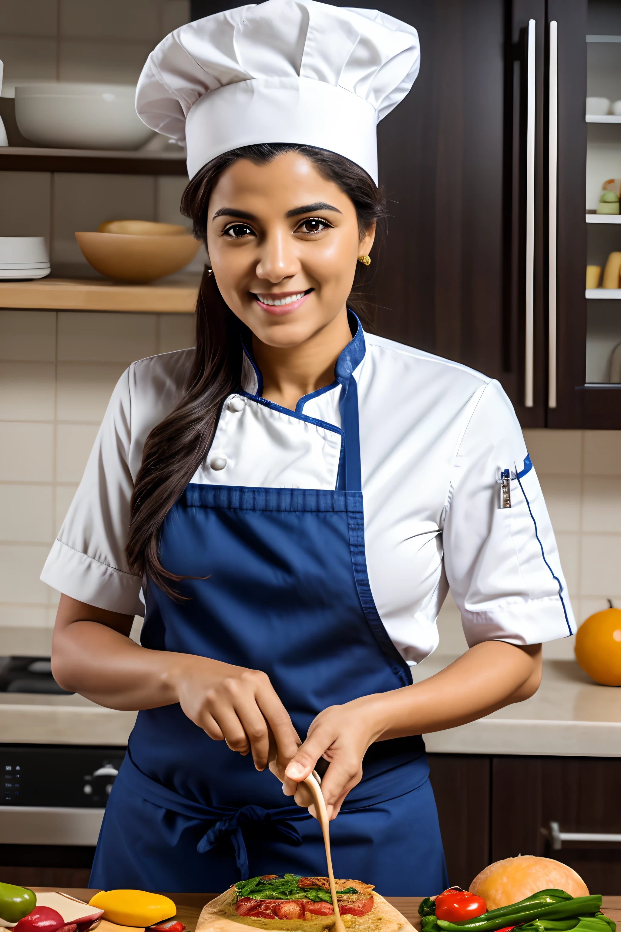 coinheira mulher, chef, master of the kitchen hat cuinaria, 4k, realista