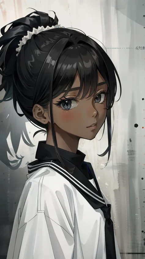 masterpiece, best quality, high-res, 1 girl, dark skin, black eyes