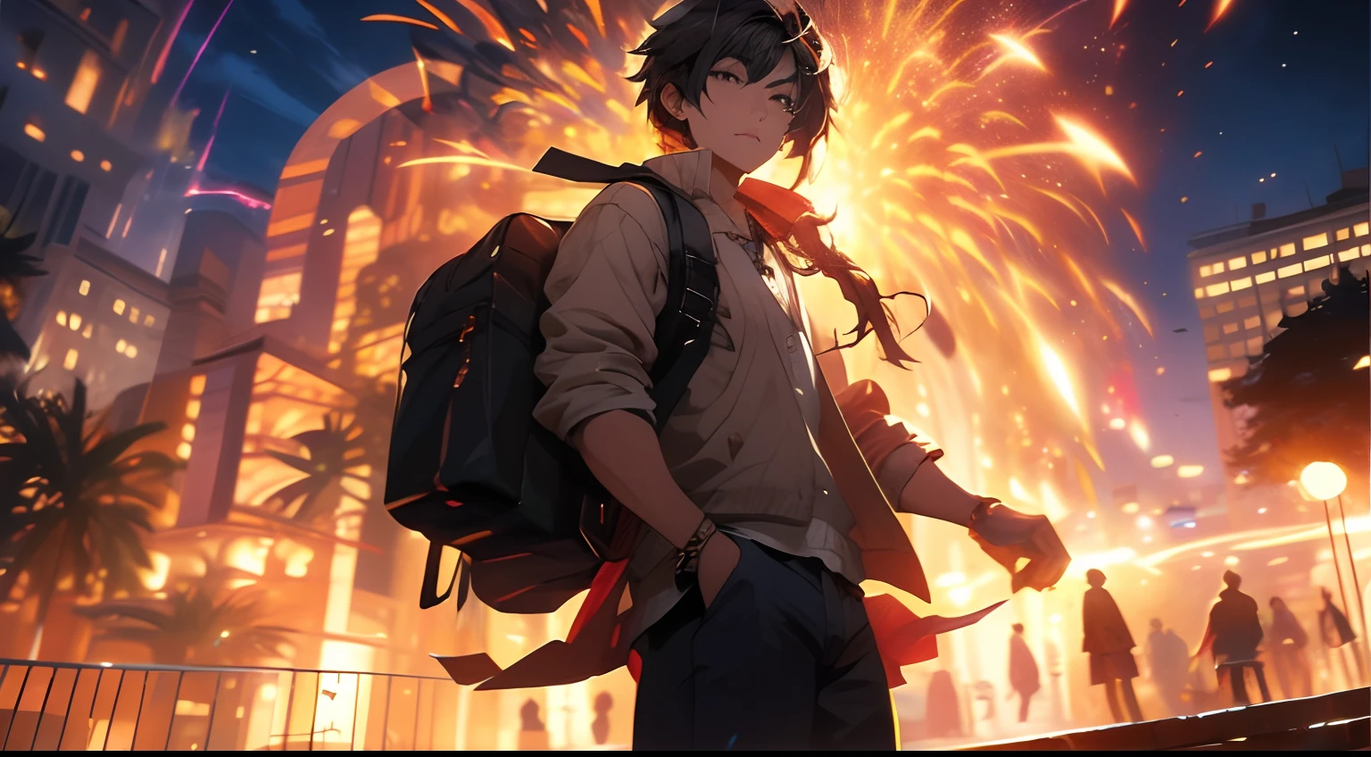 of a handsome man，standing on a street curb，smokes，The face is fierce，Yang J, detailed fantasy art, Stunning character art, Fanart Meilleure ArtStation, Epic and exquisite character art, Extremely detailed art, The art of detailed digital animation heats up