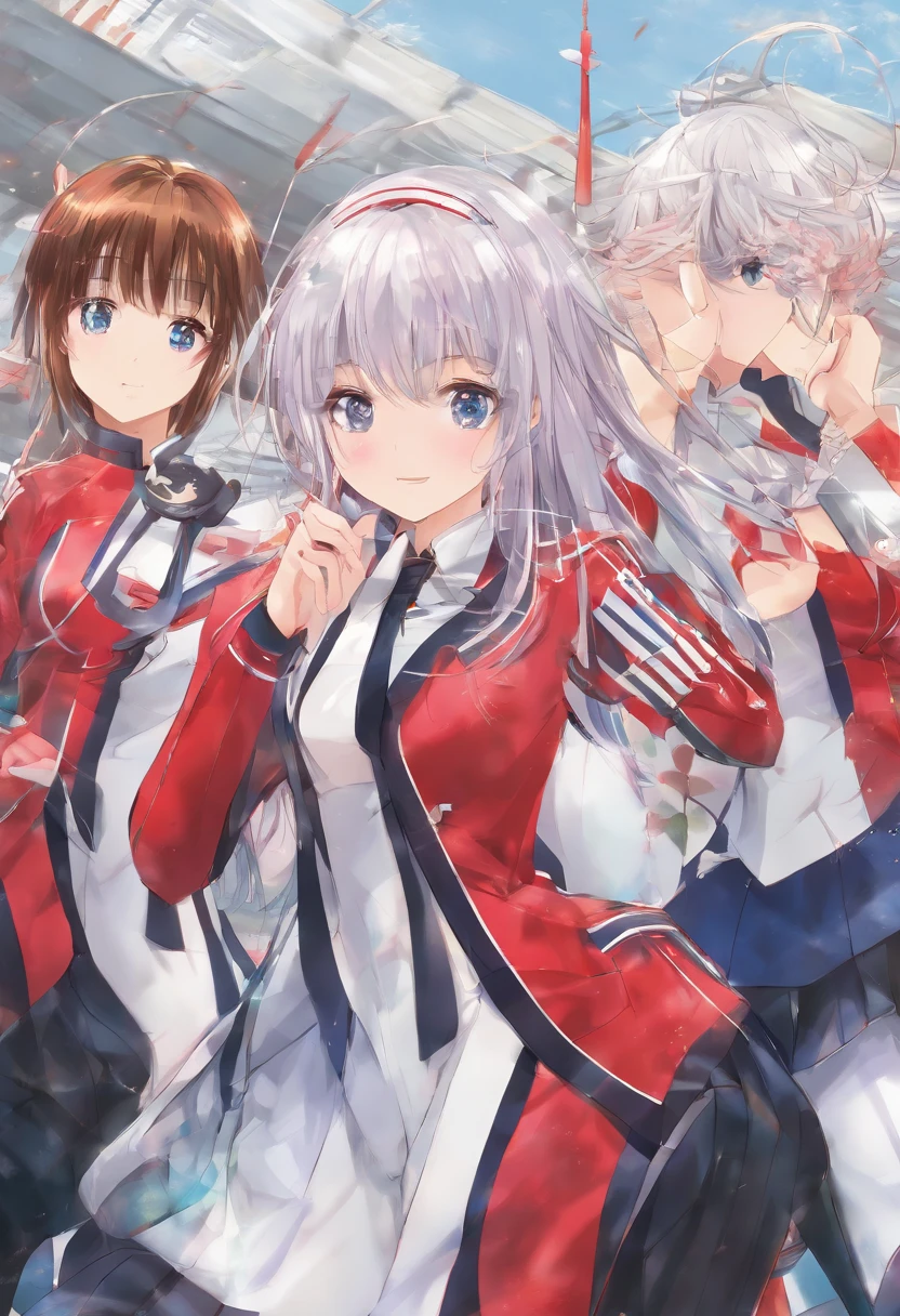 (Masterpiece), (Best quality), Realstic, cinematic light, mizuno ami, Marin Mercury, Debout, Contexte du champ de bataille, corps parfait, cheveux bleus, uniforme