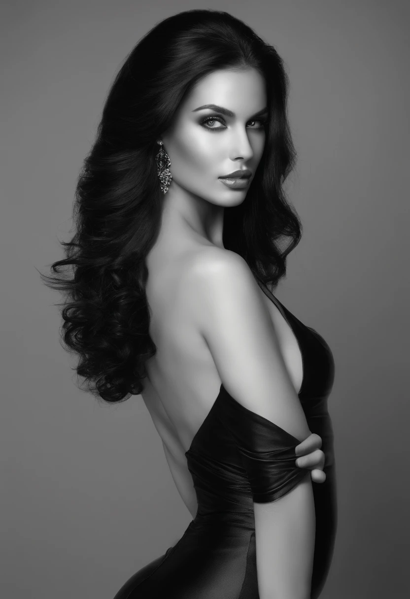 A beautiful woman in black silk