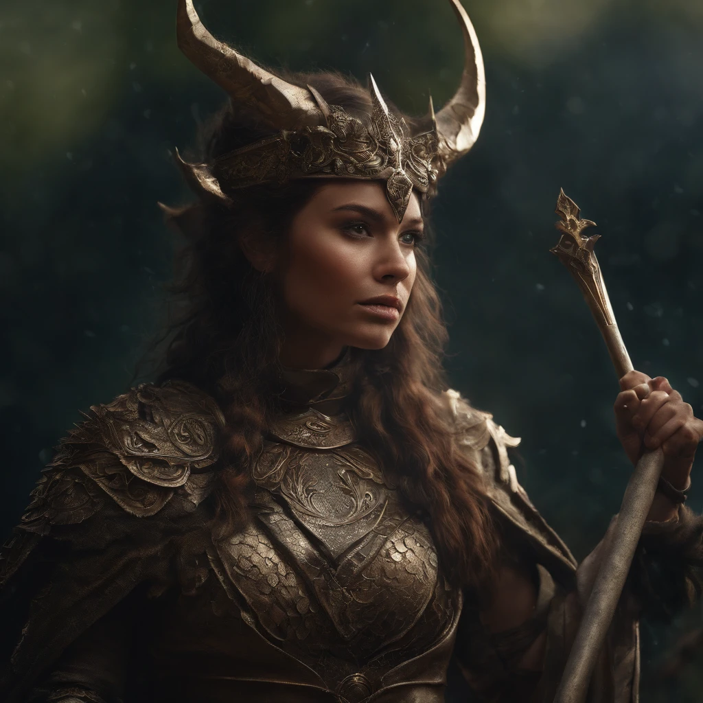Female character with a scepter, Beautie, Epic Fantasy HD Art Style, epic fantasy art style, Detailed Art Germ, astri lohne, tiefling, Inspired by Chris in Delta runes