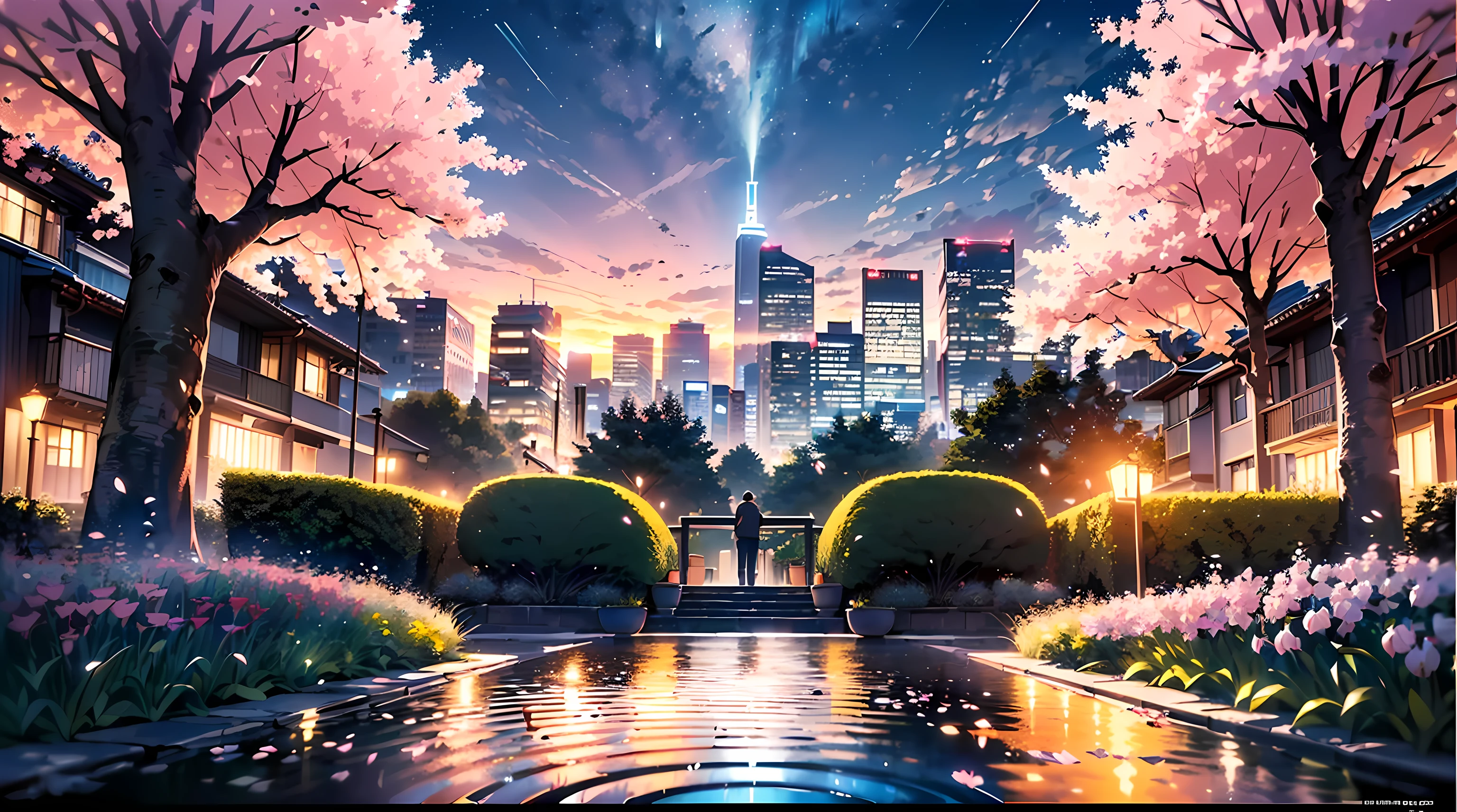 ((masterpiece)), ((top-quality)), (hight resolution:1.2), (extremely detailed CG unified 8k wallpaper),(Detailed promotional poster:1.8), (Cute frame with mosaic pattern:1.5), (Stylish design:1.4),(Printed on paper), (Easy-to-read text:1.4), (Cachcopy:1.8), (Dynamic composition:1.6) | Movie Light Effects,(Near and far law),Beautiful lighting,Ray traching, 35mm f/1.8,captured on canon eos r 6,(beautiful night scene:1.4),(projected inset),The warm,springtime,(cloudy ash sky:1.2),((The cherry tree)),(from behind),((cherryblossom),Sunlight,(Detailed Spring Shinjuku Gyoen National Garden 1.4),TOKYOcty,Shinjuku,By Shinkai Makoto,(Garden of Words:1.3),((Detailed distant cityscape)),Residential area,condominium,apartament,looking at the city,serene ambiance,Photorealsitic,Background Focus,Panoramic shooting