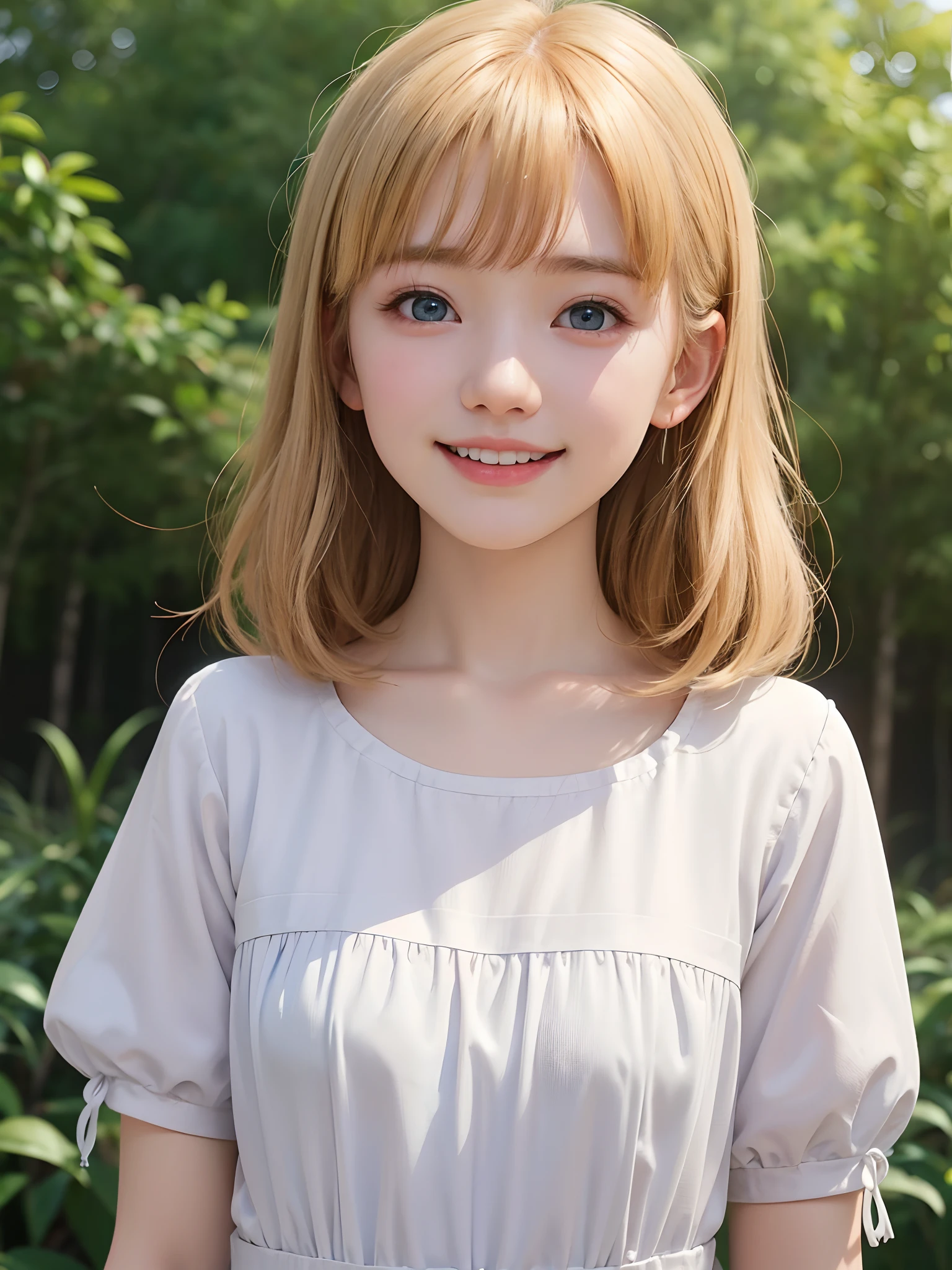 ((sfw: 1.4)), (( detailed face, cute face, detailed face, professional photography)), (((arms down) , (hands down) , master piece , best quality , highly detailed , standing , blouse, skirt , bangs ,( grin smile : 1.2), room , indoor)), (( Shiny platinum blonde silk hair, beautiful shiny bangs, big clear sky blue eyes, very beautiful bright eye highlights, 1 Girl)), Ultra High Resolution, (Realistic: 1.4), RAW Photo, Best Quality, (Photorealistic Stick), Focus, Soft Light, ((15 years old)), (( (young face))), (surface), (depth of field), masterpiece, (realistic), woman, bangs, ((1 girl))