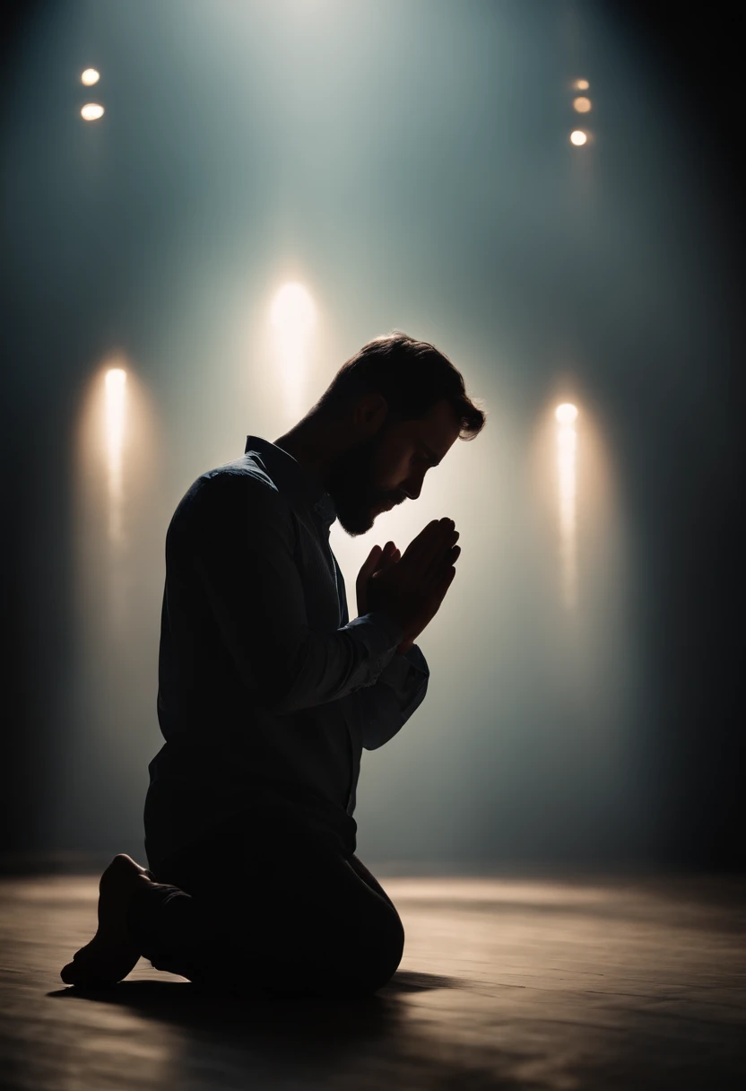 An image of a person on his knees in prayer, symbolizing trust and hope in the Lord.
