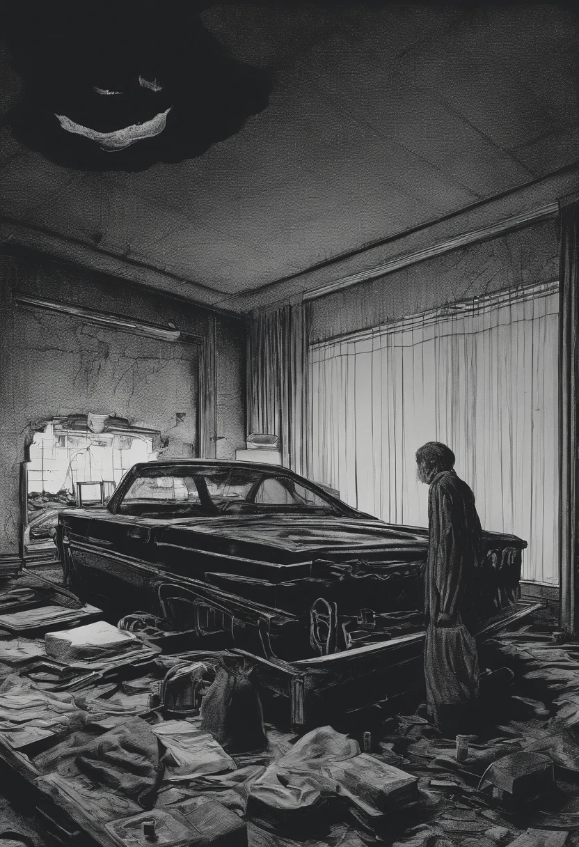 A/24 + horror + Toshio Saeki + the ring + extreme angle and perspective, ghost of a family swimming under shimmering pool + style of Balthus + Joel Peter Witkin + caustics + James Jean + subsurface scattering + ray tracing + reflective + global illumination + Hopper + Crewdson + blue gum bichromate print + Carl Zeiss Planar 50mm f/0.7 + Fuji Suspiria + 35mm anamorphic --niji 5