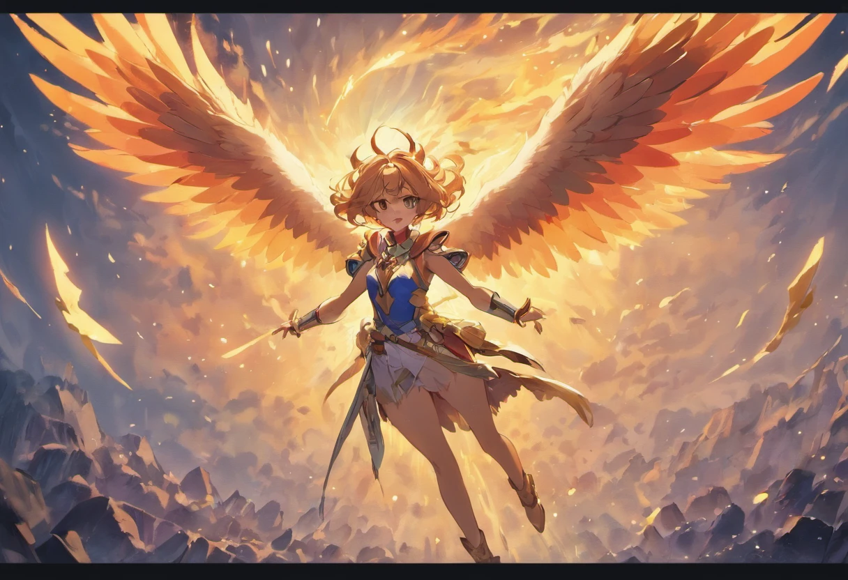 Gryphon, mythological creatures, Majestic, Powerful wings, Lion body, Eagle head, Fierce gaze, Sharp claws, feater, Golden beak, Large size, Flying, Mountains, Cloudy sky, Ancient ruins, Fantasy realm, mythological landscape, Epic, magical, mythological creatures, mythological beasts, Fierce, Mythical monsters