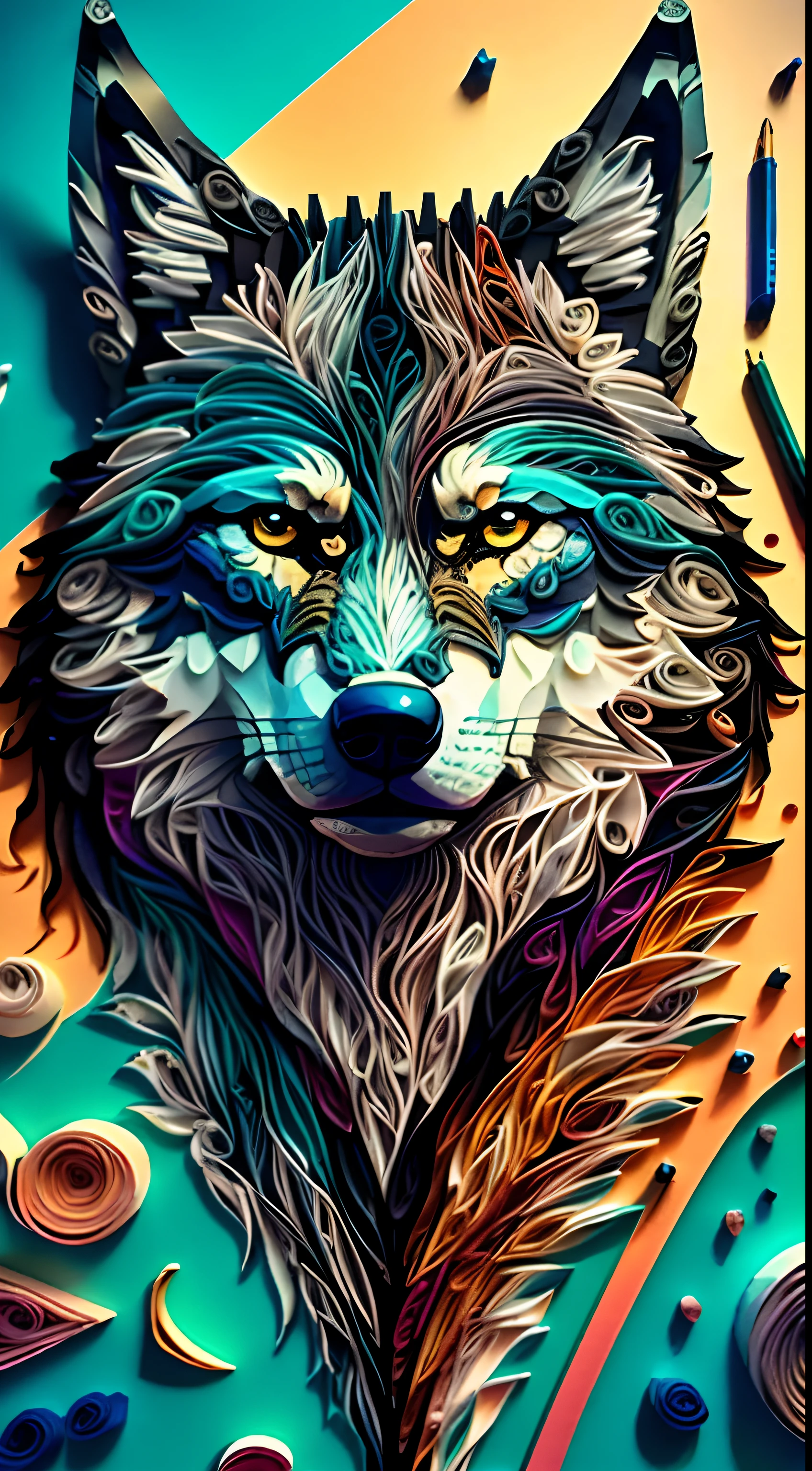 wolf, multi dimensional quilling paper, art, chibi,
yang08k, beautiful, colorful,
Masterpieces, top quality, best quality, official art, beautiful and aesthetic,((8K ultra realistic))