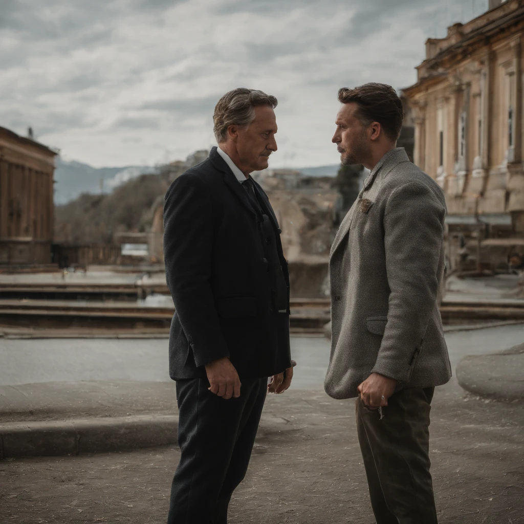 A Photograph: Two individuals, inclined apart, with a wall depicting foolishness and "differences". A realistic portrayal of disconnection and ignorance, captured in a professional photoshoot reflecting muted tones and subtle lighting.