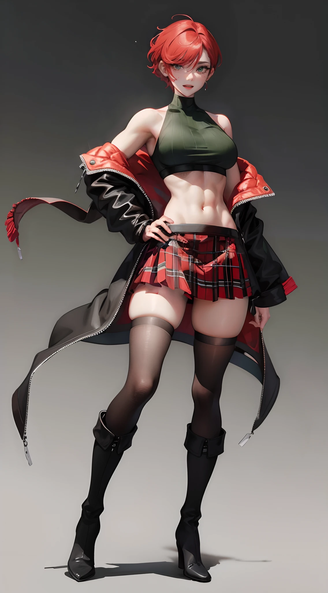 red plaid skirt