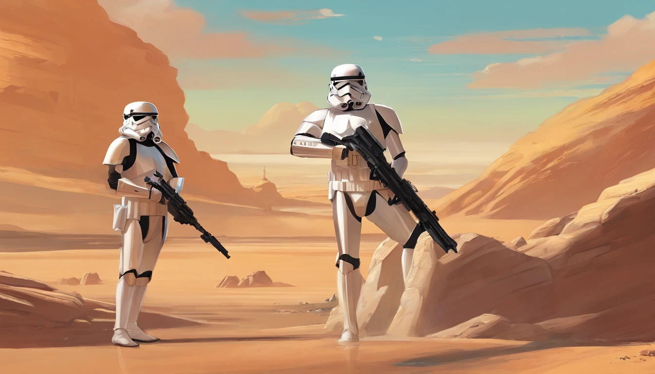 close-up portrait, Imperial Stormtrooper, planet Tatooine, concept art by Magalie Villeneuve, trending on cg society, filmstill ""Star Wars"": The Old Republic", concept art by Ralph McQuarrie