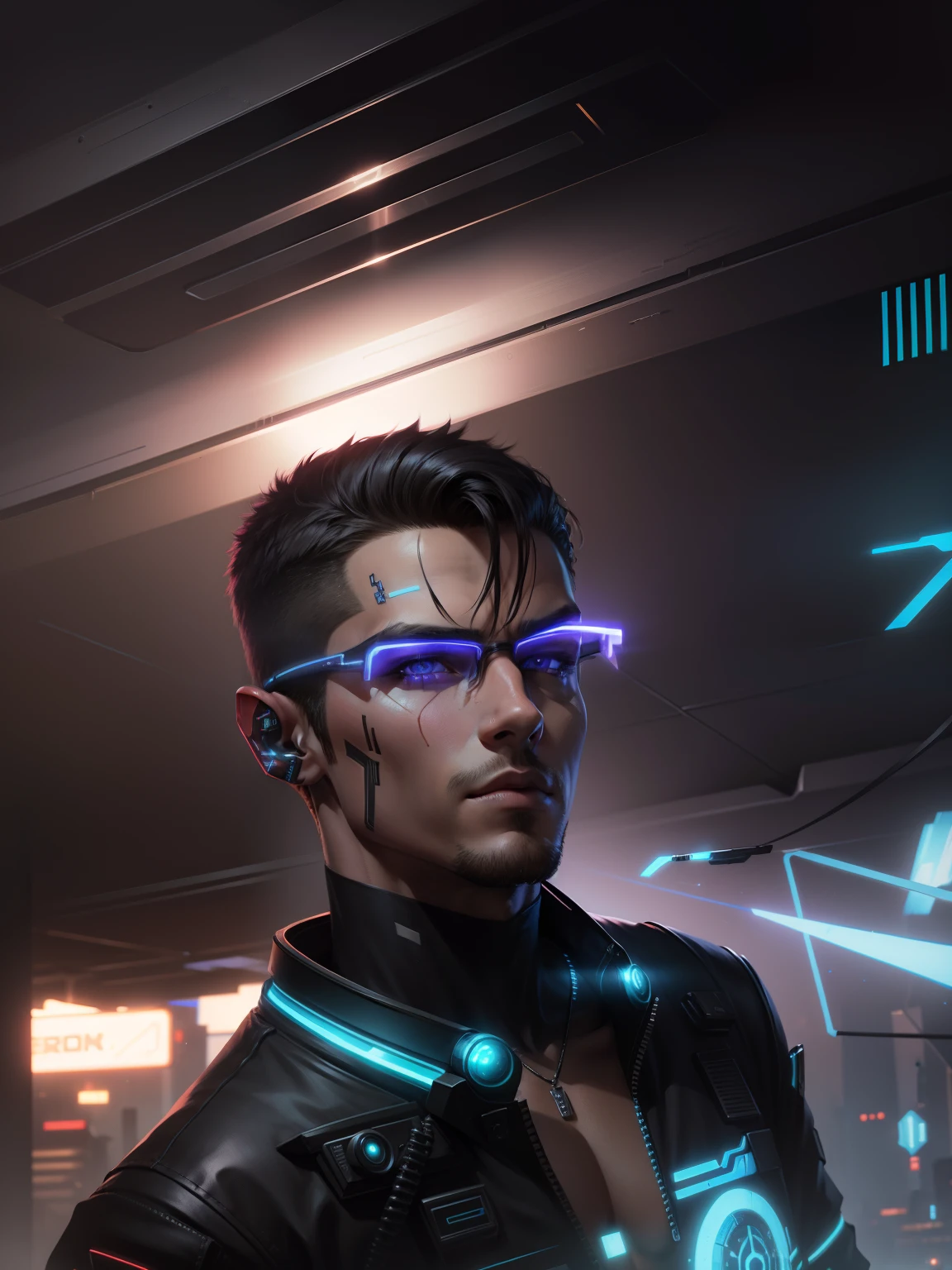 Change background cyberpunk handsome boy, realistic face, 8k, ultra realistic,