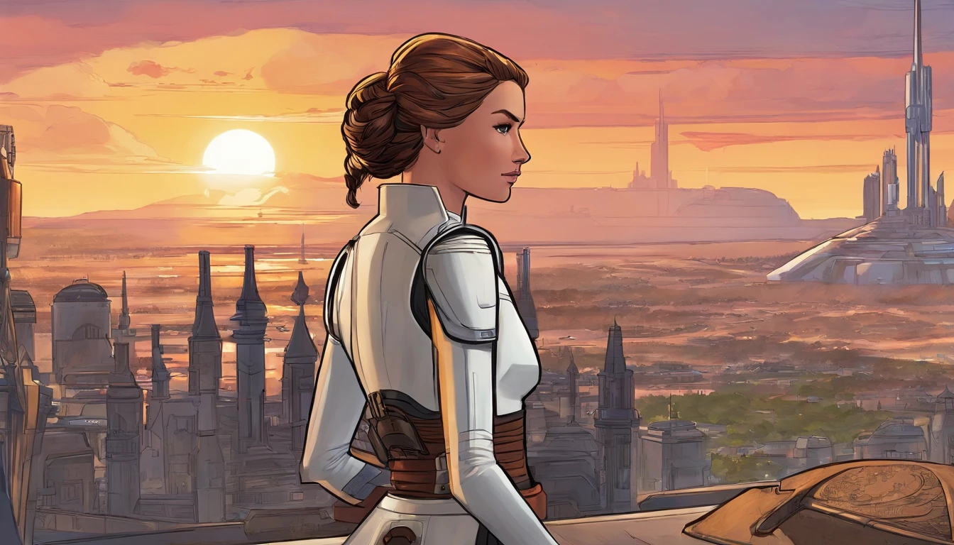 Close-up portrait of a girl, Girl Imperial Stormtrooper, city in the background, concept art by Magalie Villeneuve, trending on cg society, ""Star Wars"""": The Old Republic", concept art by Ralph McQuarrie