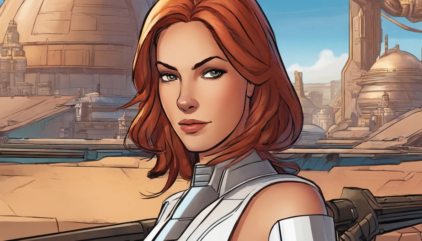 Close-up portrait of a girl, Girl Imperial Stormtrooper, city in the background, concept art by Magalie Villeneuve, trending on cg society, ""Star Wars"""": The Old Republic", concept art by Ralph McQuarrie