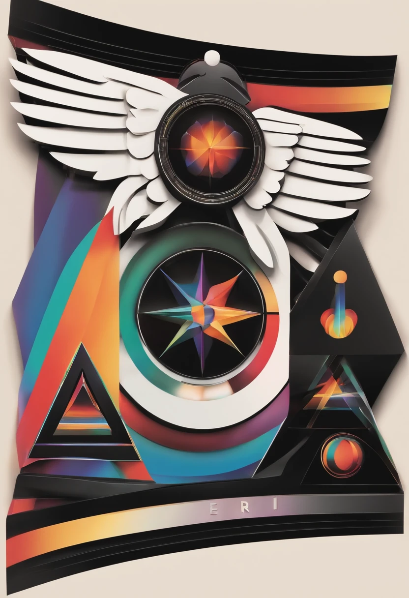 Flat black logo,A prism extends on both sides and folds inward,The text below is Lador