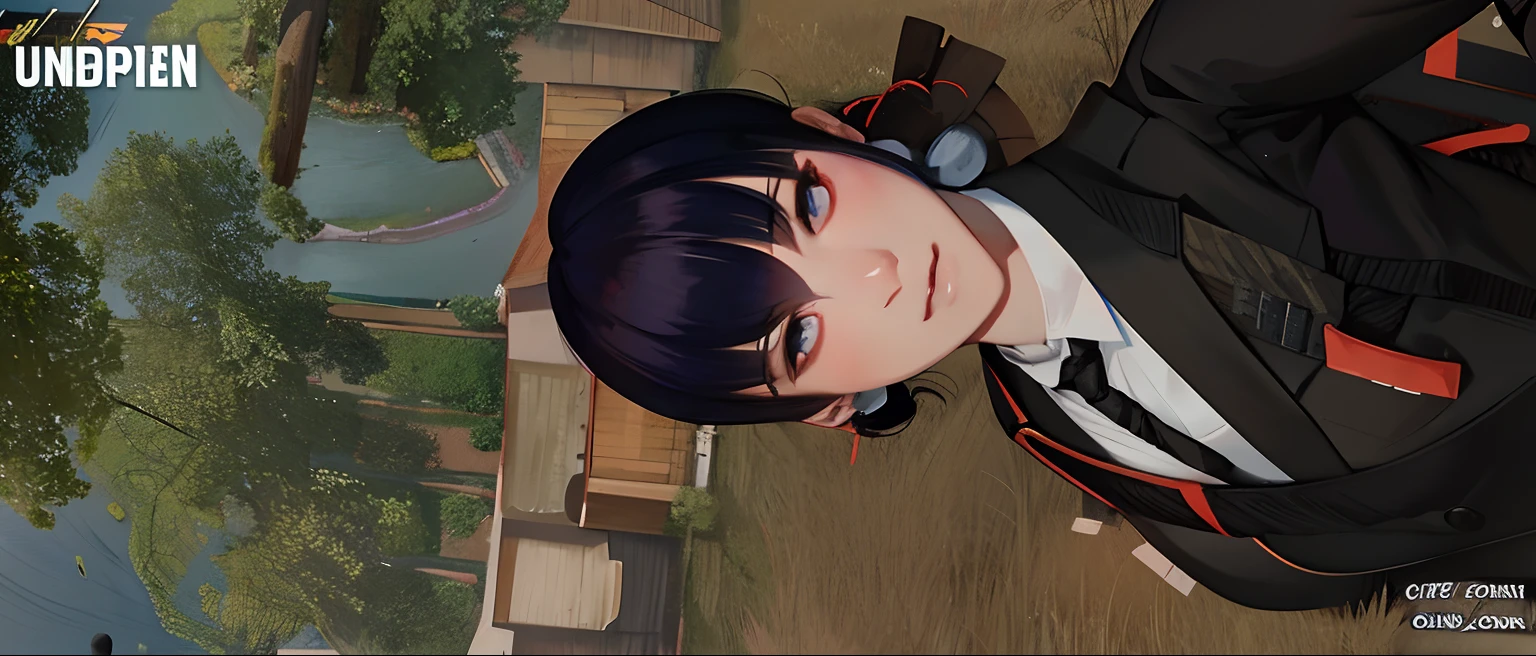 there is a young woman in a suit and tie standing in a field, in game, with very highly detailed face, ingame image, in - game, in-game, inspired by Sim Sa-jeong, second life avatar, beautiful screenshot, portrait c 1 2. 0, portrait c 12.0, inspired by Li Mei-shu