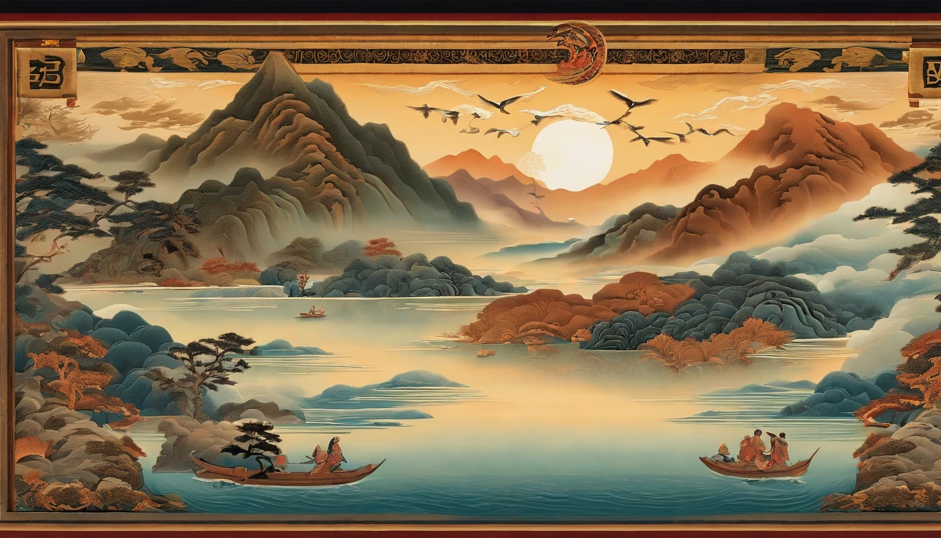 Yamakawa,rios,Sun,Mountain and Sea Skylark Scroll,Ancient mythology《Mountain and Sea Sutra》,mythological beasts,Epic composition,shadowing,National style