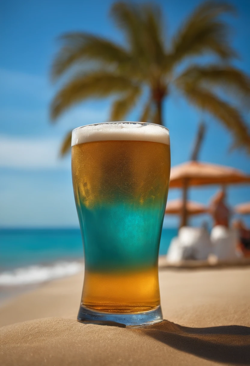 Dios egipto con cerveza en la playa