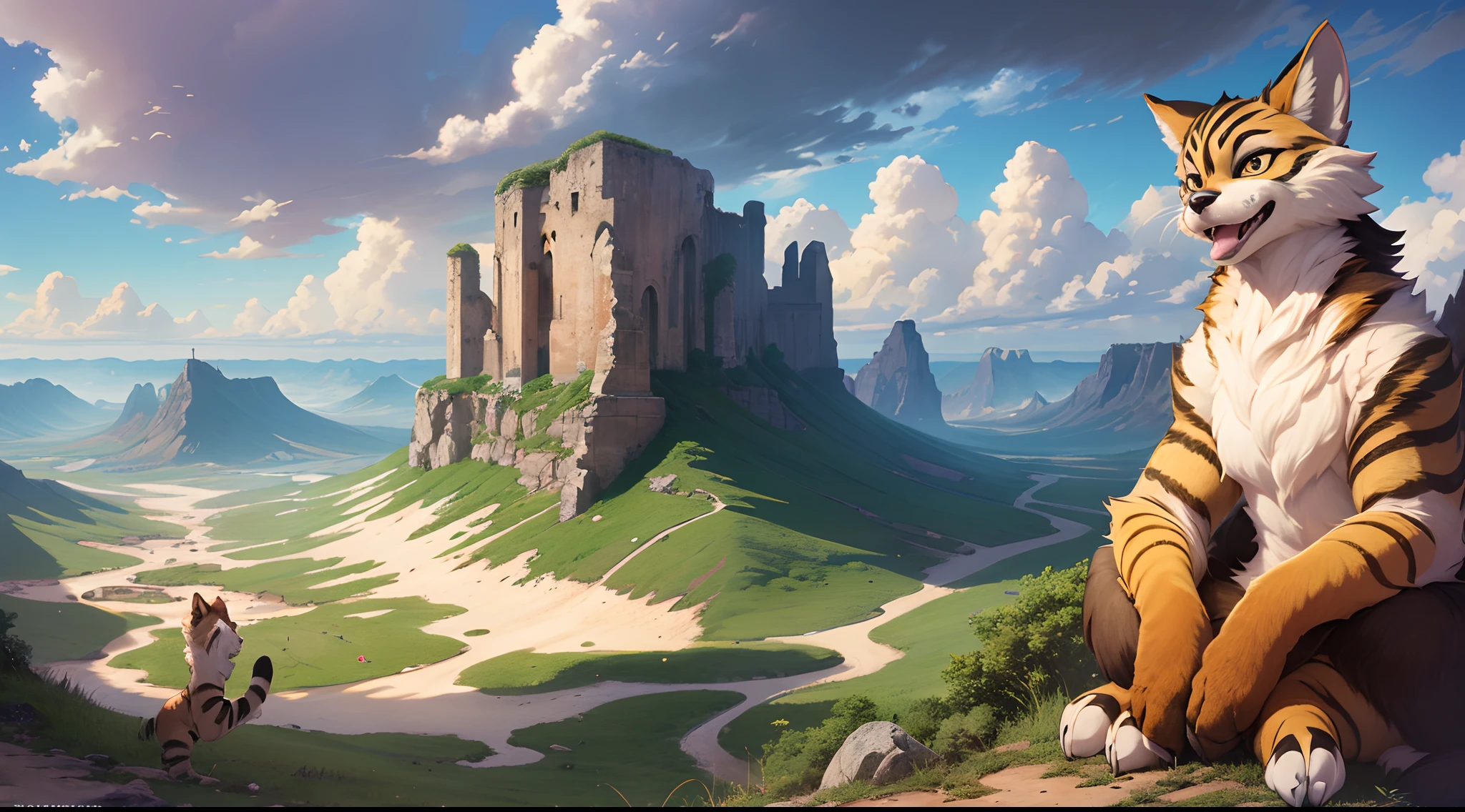 super high resolution, detailed background, World Heritage Site, 6+boys, 6+girls, Happy, joyful, absurdres(Photos of solo travelers)(kemono, furry anthro),