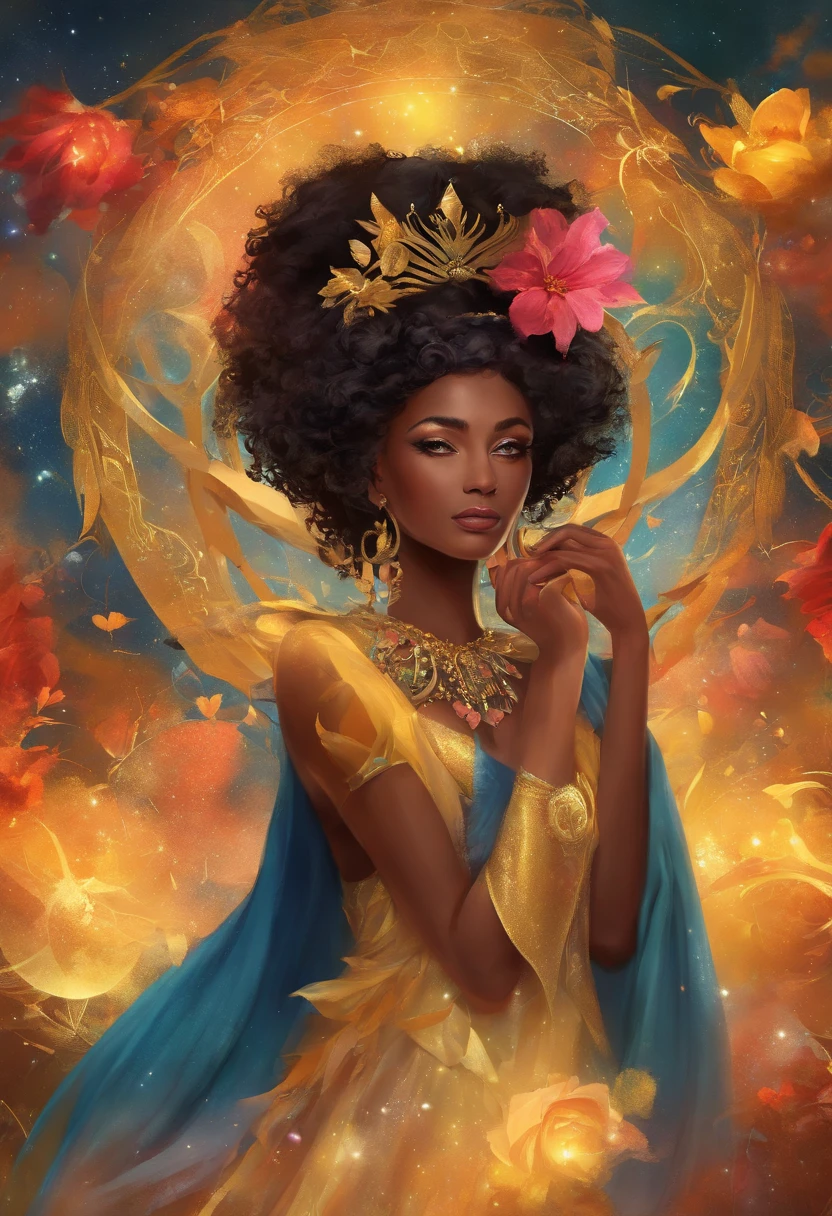 mulher negra, elegante, vivid colors, Atmospheric,sereno,((lua cheia brilhante ao lado direito):1.5),Magic, elegante, Borboletas,lua cheia, flores florescendo, em movimento, Dramatic, corpo inteiro, organic composition,Detalhador Furtástico,Foto bruta 8K,afro-mulher,JUJU,EnvyBetterHands LoCon,(((perfeito_Hands, perfeito_Dedos))),Magic