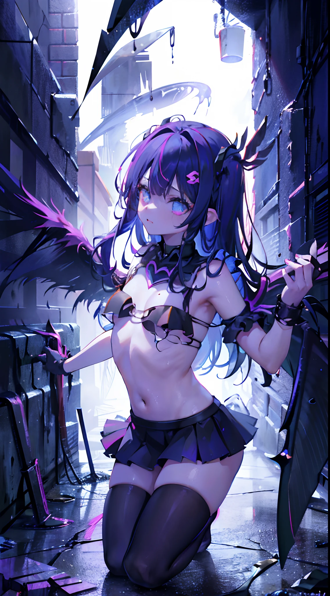 draw, depraved, Darkness, teens girl, Wings, Evil,Sexy,Heteropupil,Viscous liquid all over the body,