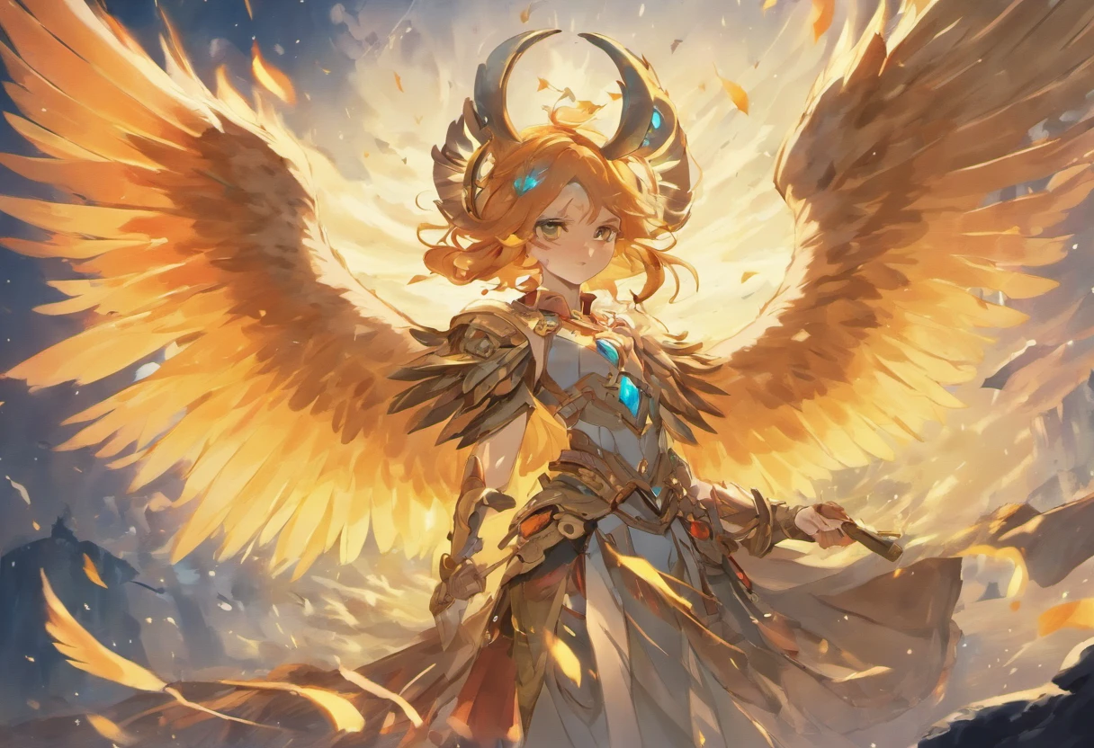 Gryphon, mythological creatures, Majestic, Powerful wings, Lion body, Eagle head, Fierce gaze, Sharp claws, feater, Golden beak, Large size, Flying, Mountains, Cloudy sky, Ancient ruins, Fantasy realm, mythological landscape, Epic, magical, mythological creatures, mythological beasts, Fierce, Mythical monsters