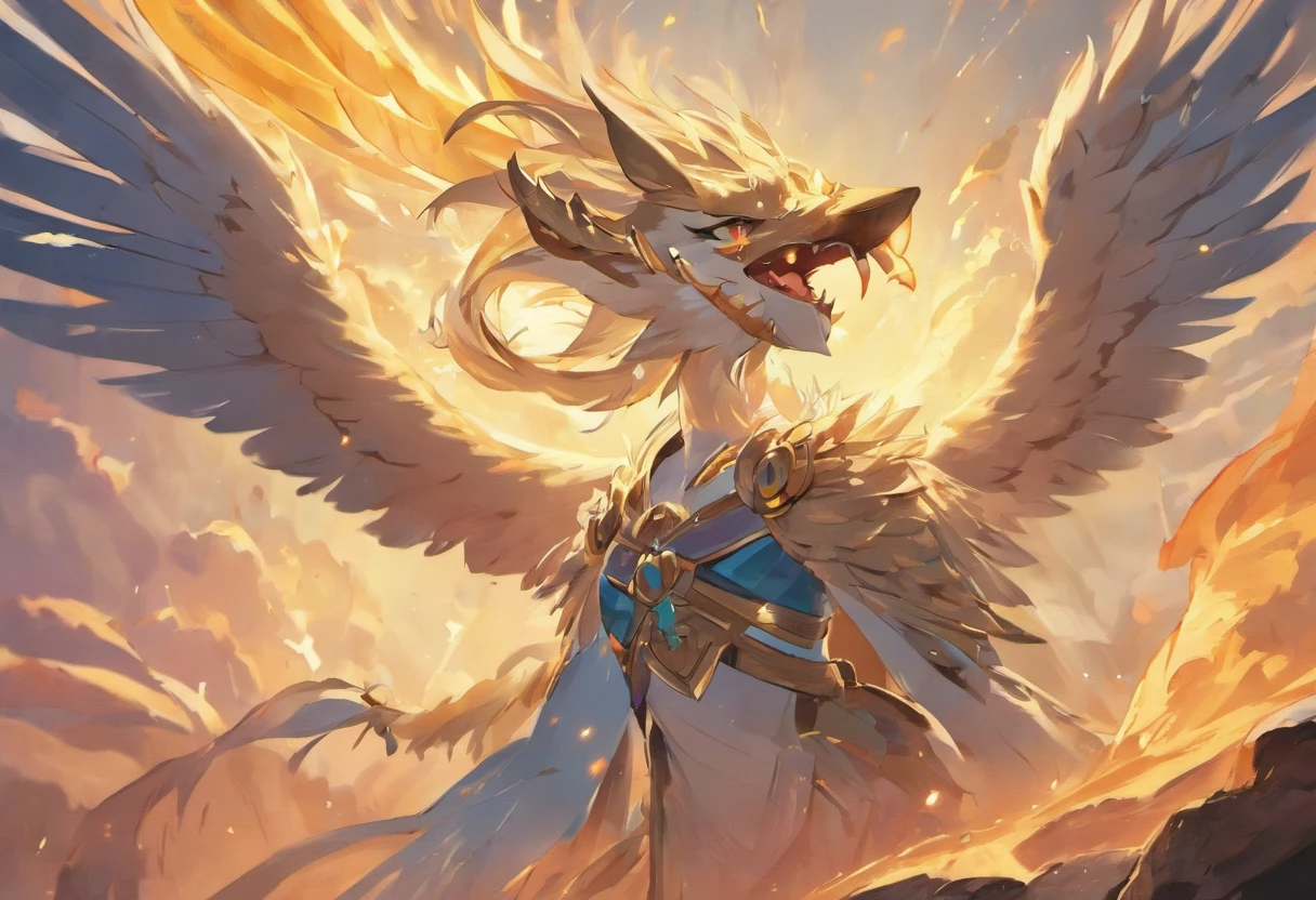 Gryphon, mythological creatures, Majestic, Powerful wings, Lion body, Eagle head, Fierce gaze, Sharp claws, feater, Golden beak, Large size, Flying, Mountains, Cloudy sky, Ancient ruins, Fantasy realm, mythological landscape, Epic, magical, mythological creatures, mythological beasts, Fierce, Mythical monsters