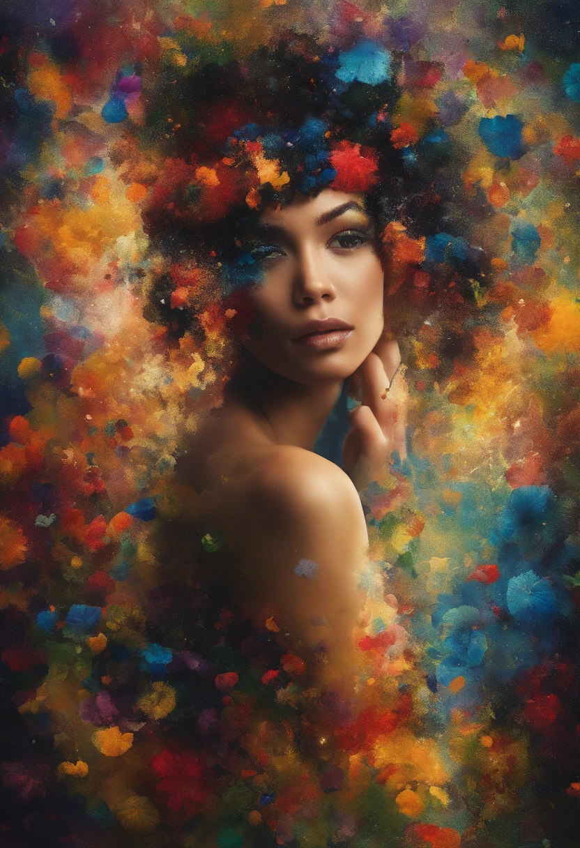 mulher negra, elegante, vivid colors, Atmospheric,sereno,((lua cheia brilhante ao lado direito):1.5),Magic, elegante, Borboletas,lua cheia, flores florescendo, em movimento, Dramatic, corpo inteiro, organic composition,Foto bruta Magic