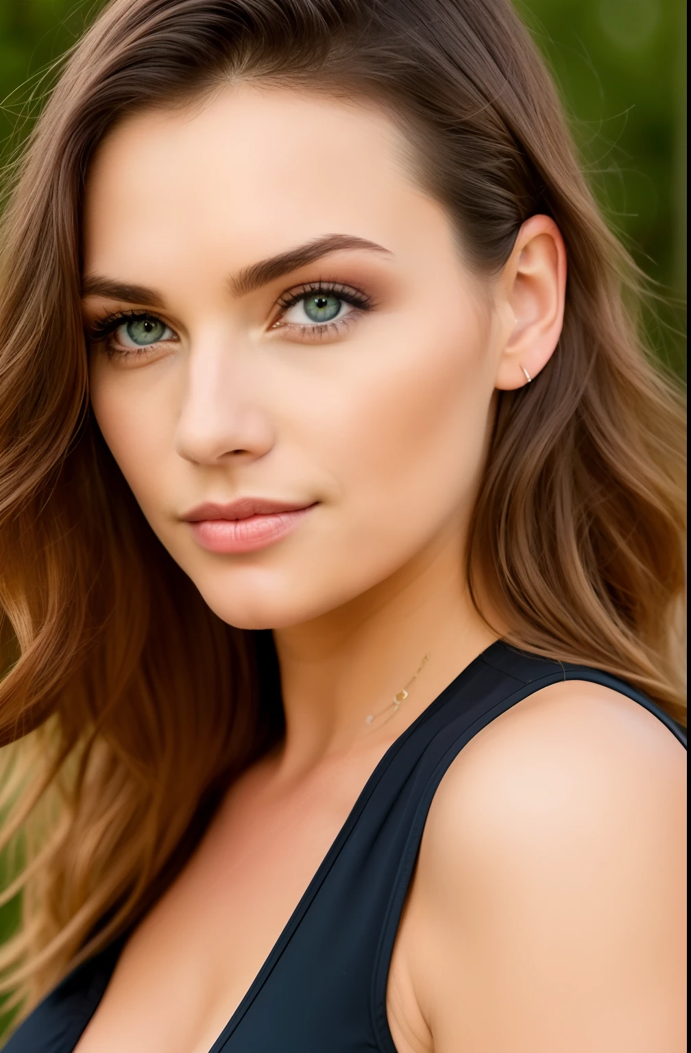(best quality,4K,8K,hight resolution,Meisterwerk:1.2),Ultra-detailliert,(realistisch,fotorealistisch,fotorealistisch:1.37),beautiful detailed eyes,Beautiful, detaillierte Lippen,extrem detaillierte Augen und Gesicht,lange Wimpern,Vektor-Illustration,Waldlandschaft,Isar river,Munich,Körperfigur,Kurvige Silhouette,green eyes,braune lange Haare,Natural makeup,26-year-old woman,natural beauty,Ruhiges Ambiente,gesprenkeltes Sonnenlicht,Lebendige Farben,warm shades,Sanftes Licht,gesunder Charme,Anmutige Haltung,Selbstbewusster Ausdruck,Symmetrische Komposition,Harmonische Verschmelzung, Whole body, strasse bild
