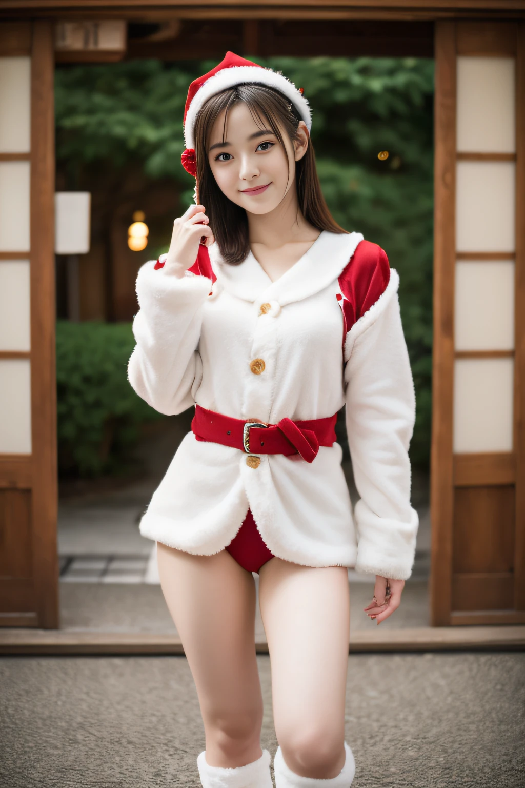 (​masterpiece、high-level image quality、hightquality)、Women in Japan、21years old、cute little:1.3,Actress with good looks、gravure、Santa Cosplay、Merry Christmas、Perfect body、Beautiful limbs、Beautiful Woman、Professional filming、