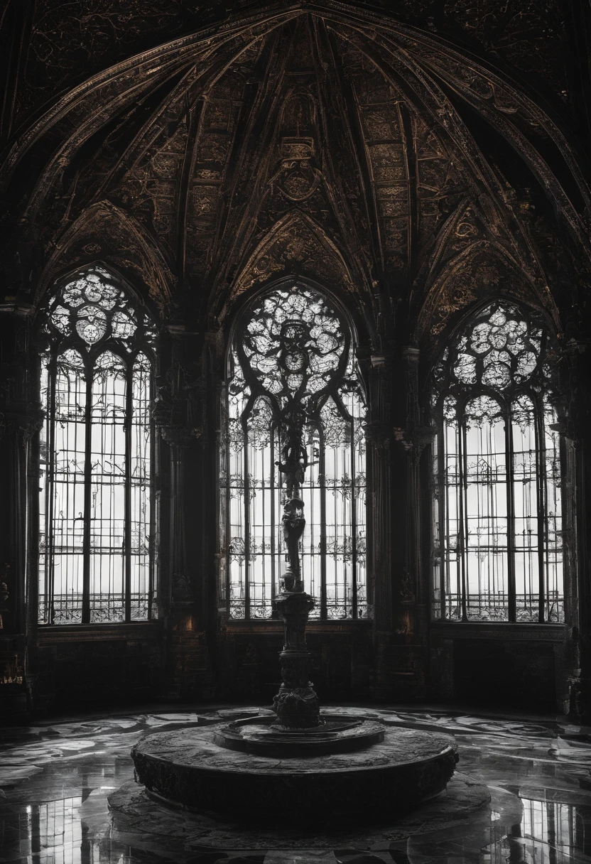 Monumento en un palacio de cristal por la luchando contra la oscuridad